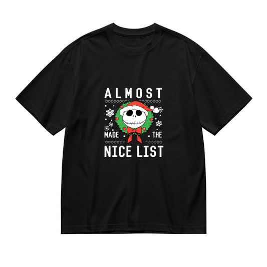 Plus Size Women Funny Jack Skellington Almost Made The Nice List Tee