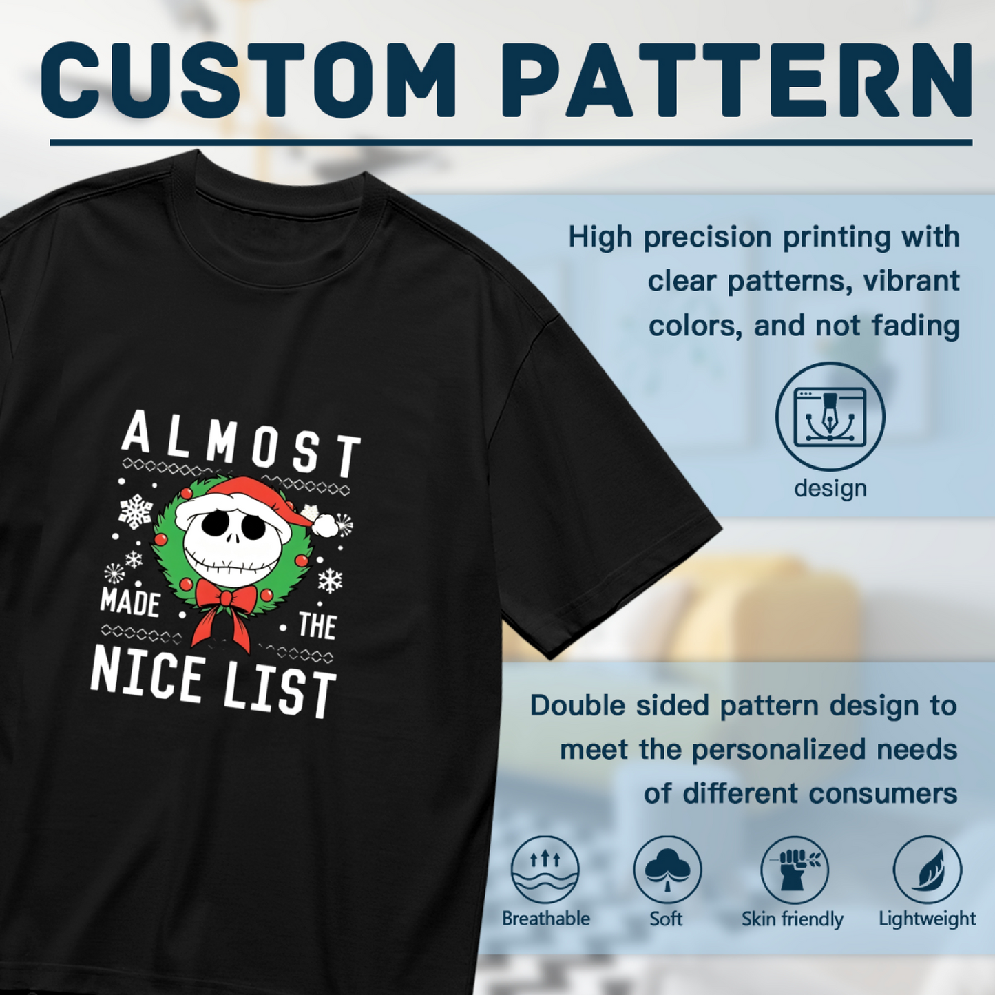 Plus Size Women Funny Jack Skellington Almost Made The Nice List Tee