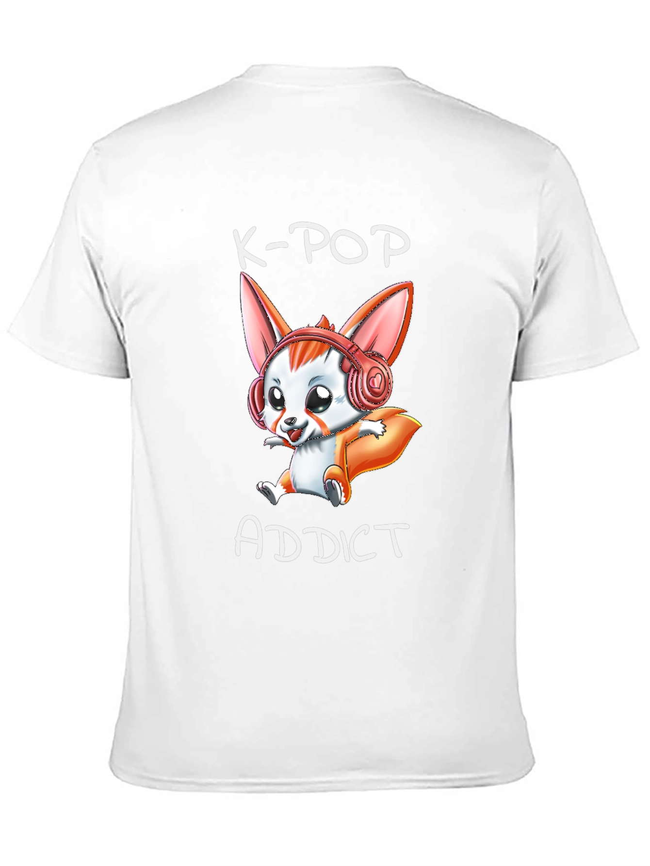 K-Pop Addict T-Shirt with Cute Cartoon Fox Design
