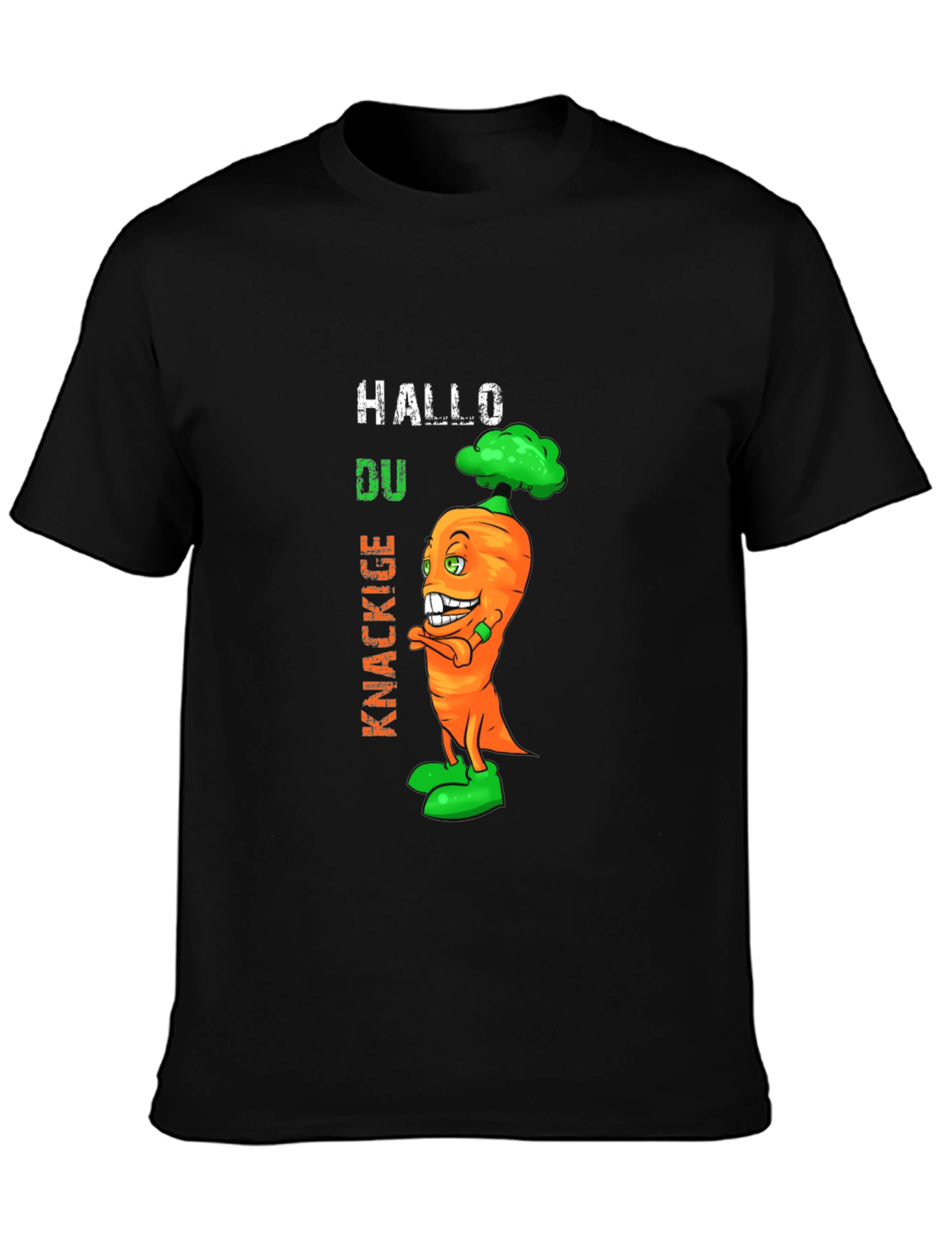 Funny Carrot Graphic T-Shirt - Hallo Du Knackige
