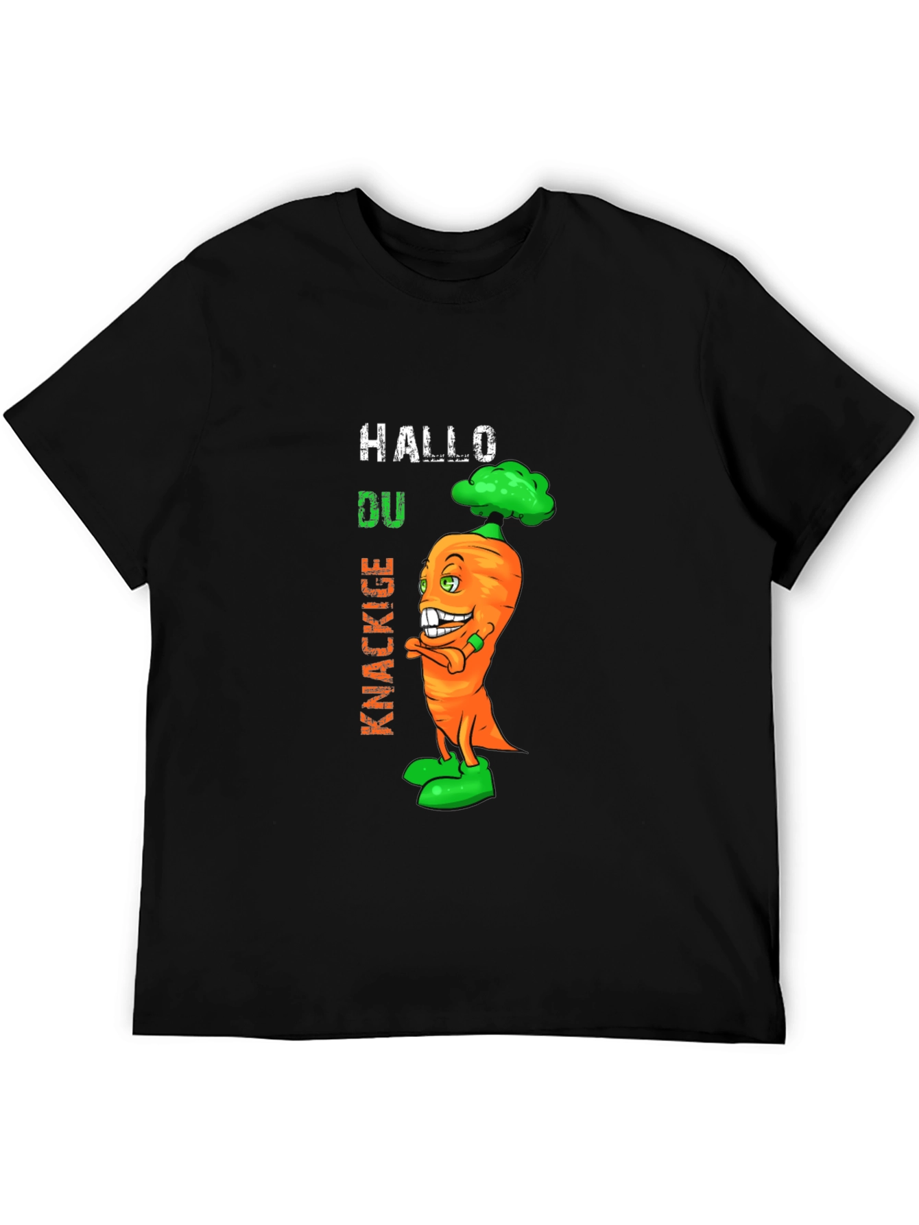 Funny Carrot Graphic T-Shirt - Hallo Du Knackige