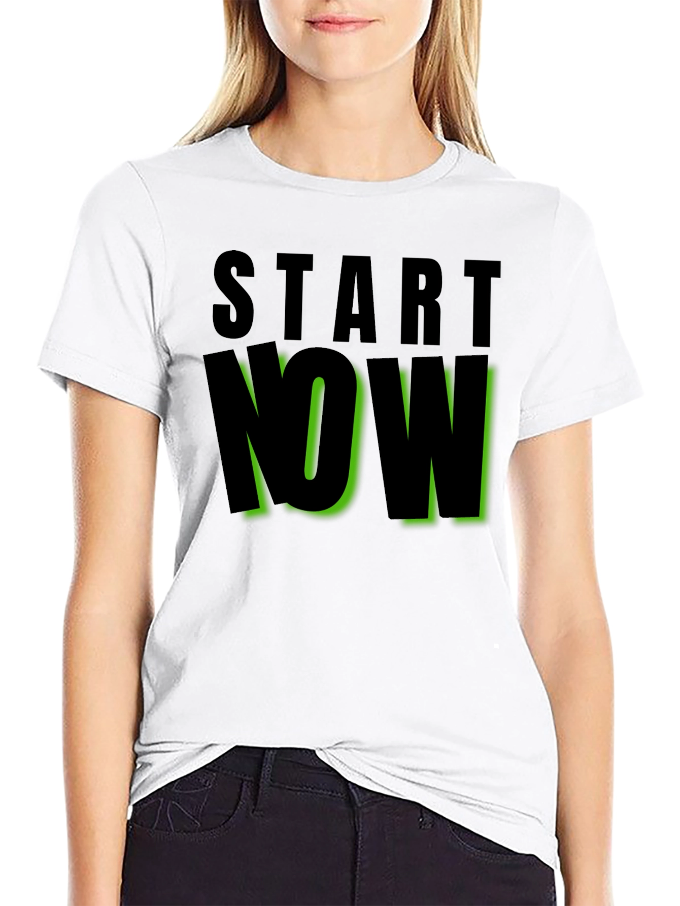 Start Now Black Graphic Tee - Motivational Design