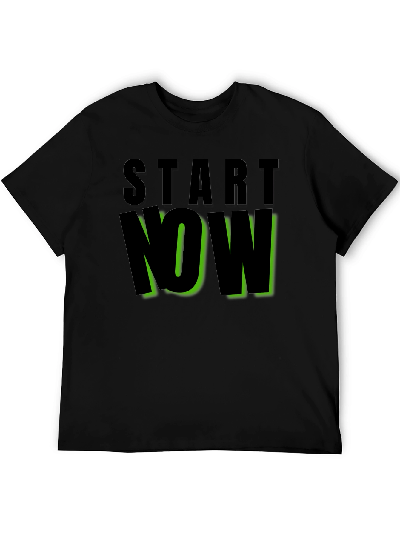 Start Now Black Graphic Tee - Motivational Design