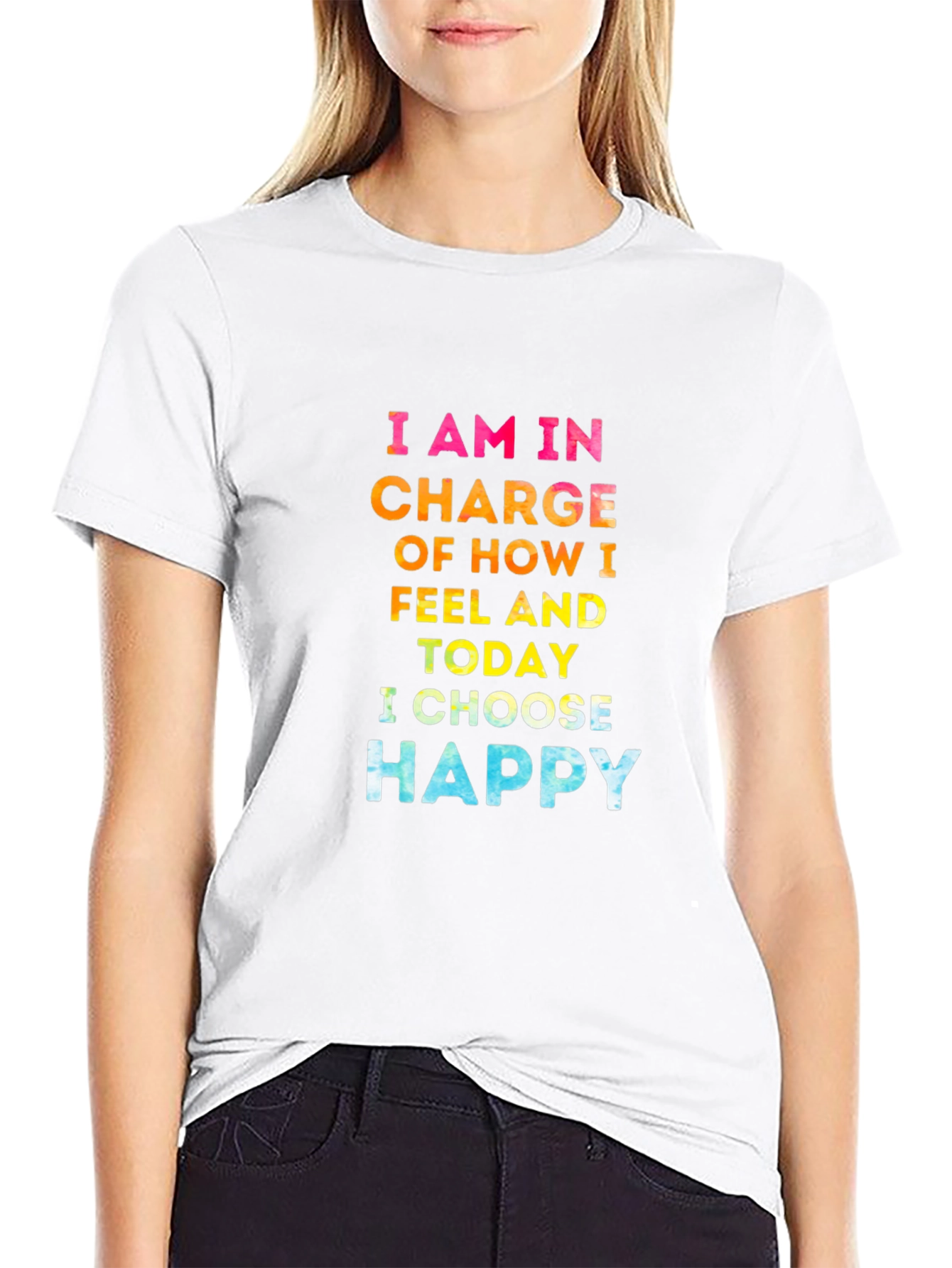Choose Happy Graphic Tee - Inspirational Black T-Shirt