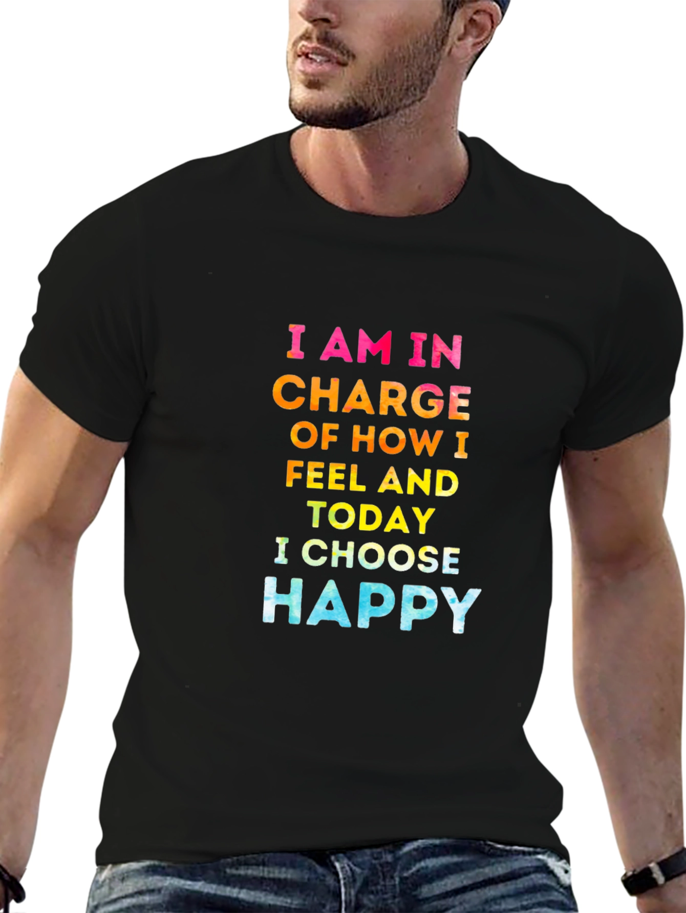 Choose Happy Graphic Tee - Inspirational Black T-Shirt