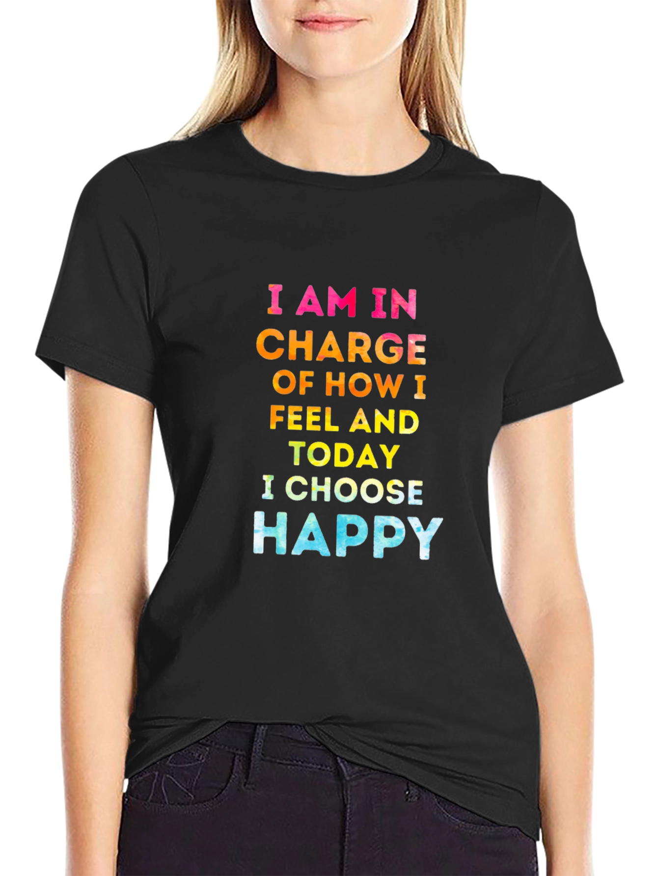 Choose Happy Graphic Tee - Inspirational Black T-Shirt