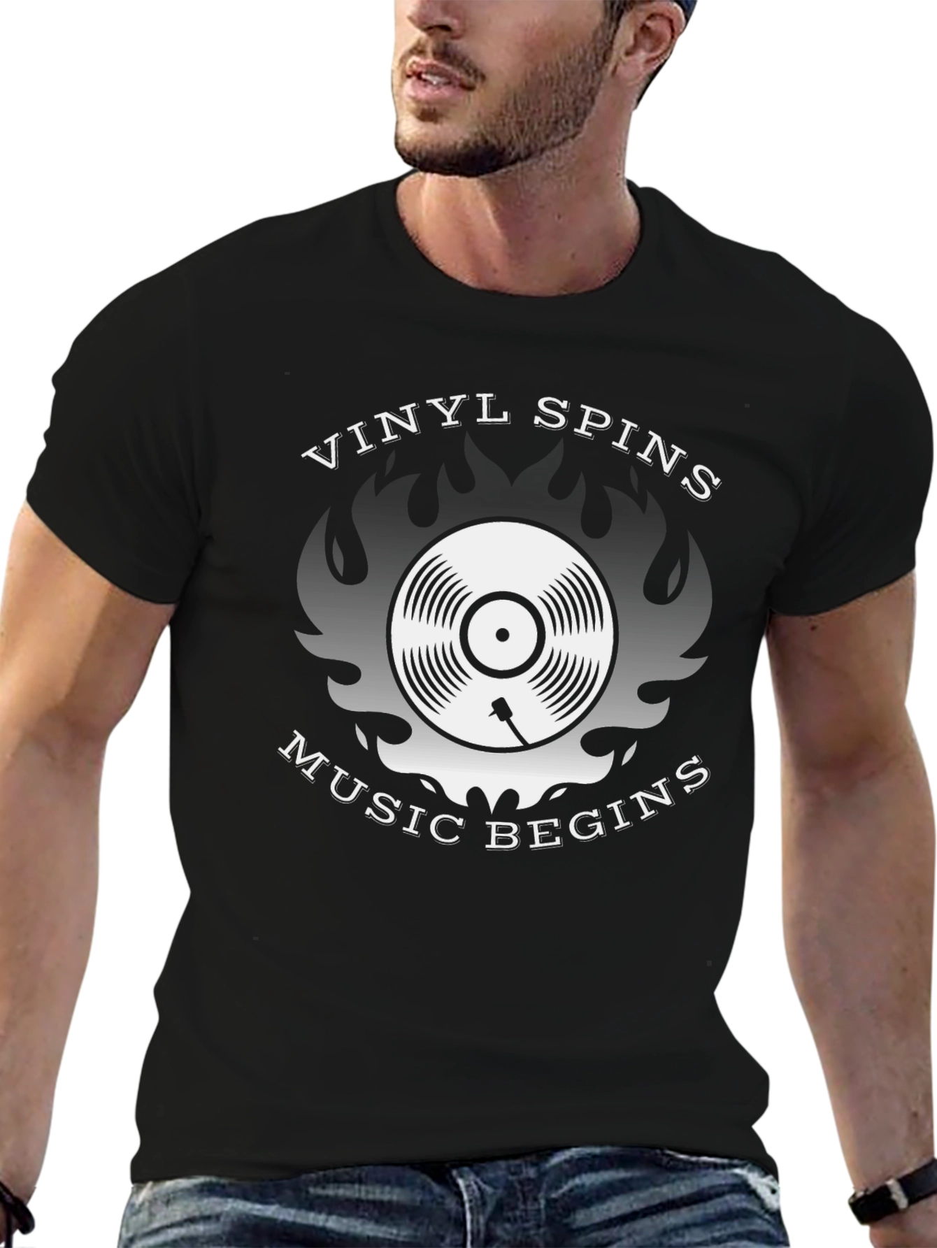 Vinyl Spins Music Begins Graphic T-Shirt
