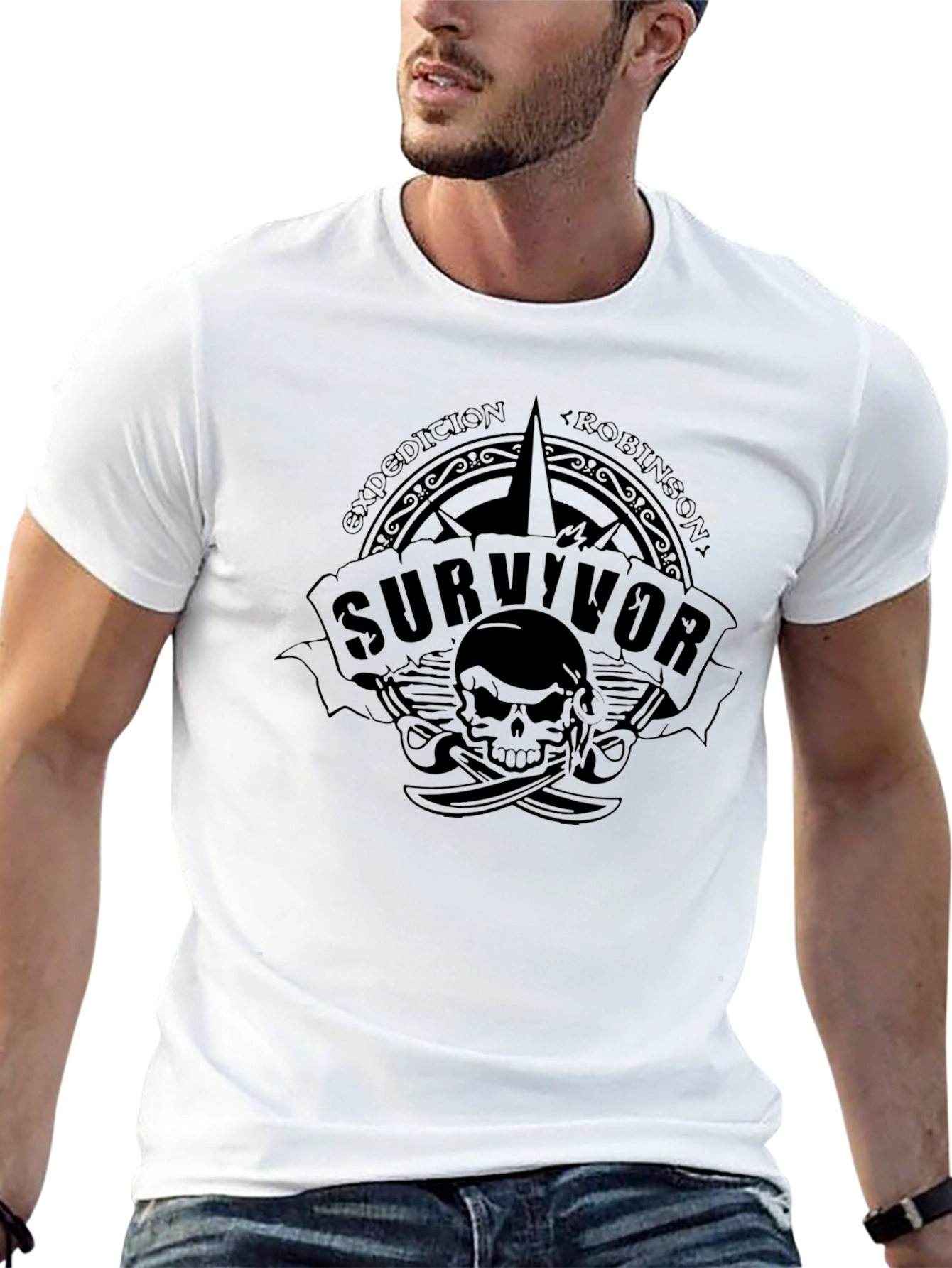 Survivor Skull Graphic Tee - Expedition Robinson Shirt