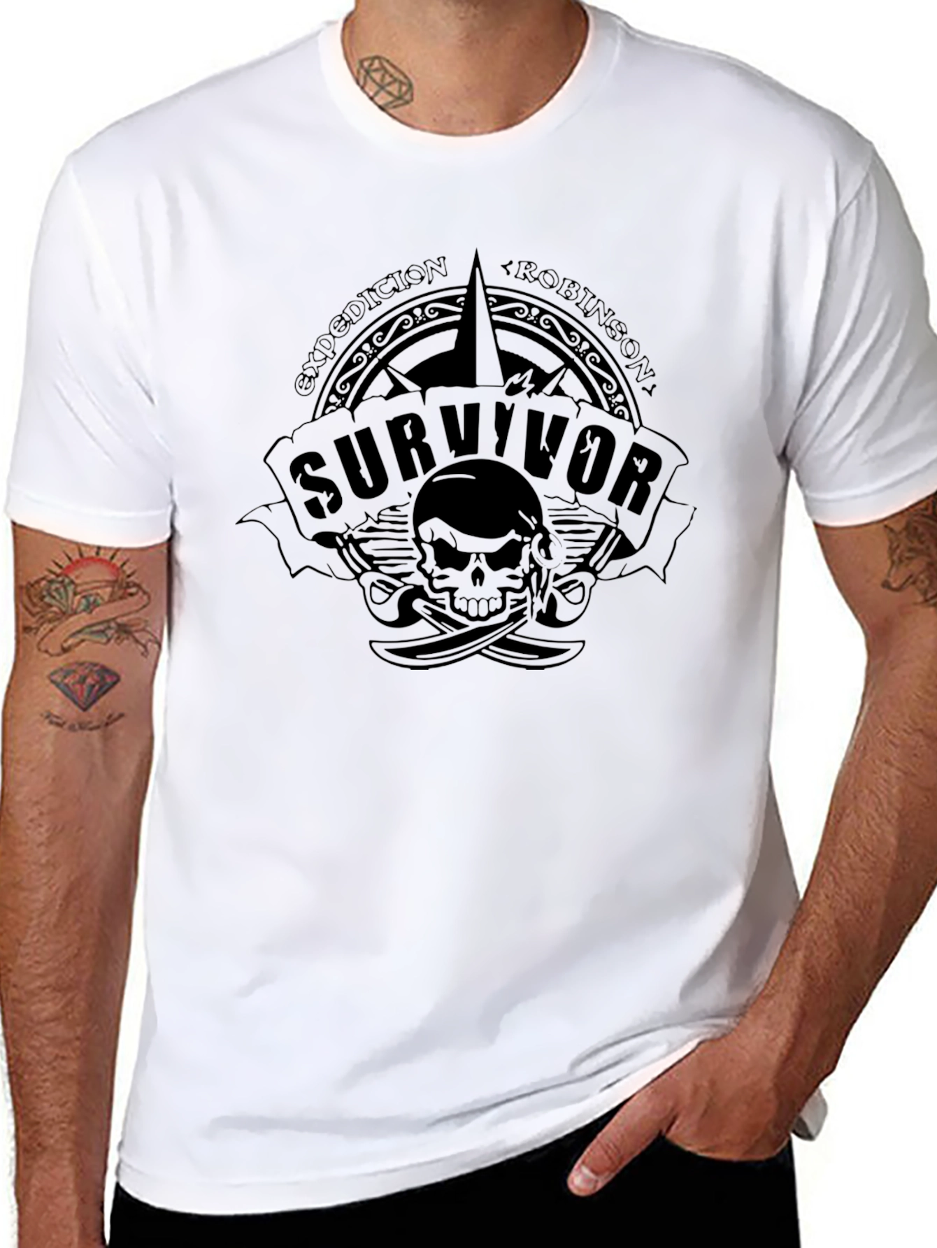 Survivor Skull Graphic Tee - Expedition Robinson Shirt