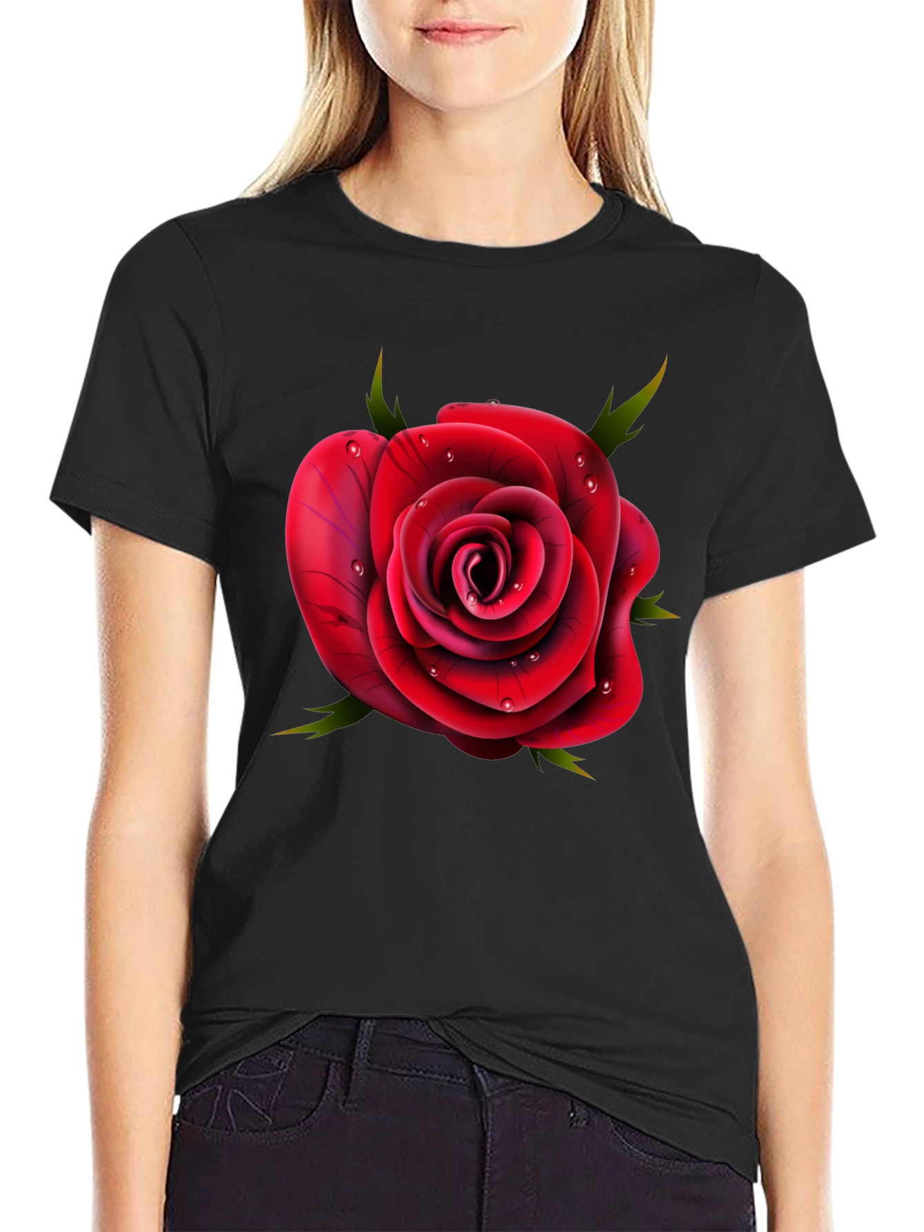 Rose Graphic T-Shirt - Elegant Floral Design