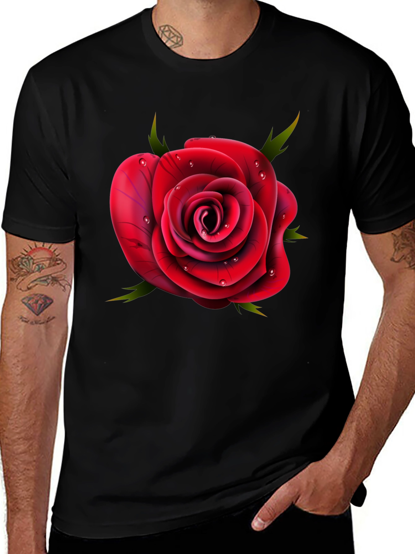 Rose Graphic T-Shirt - Elegant Floral Design