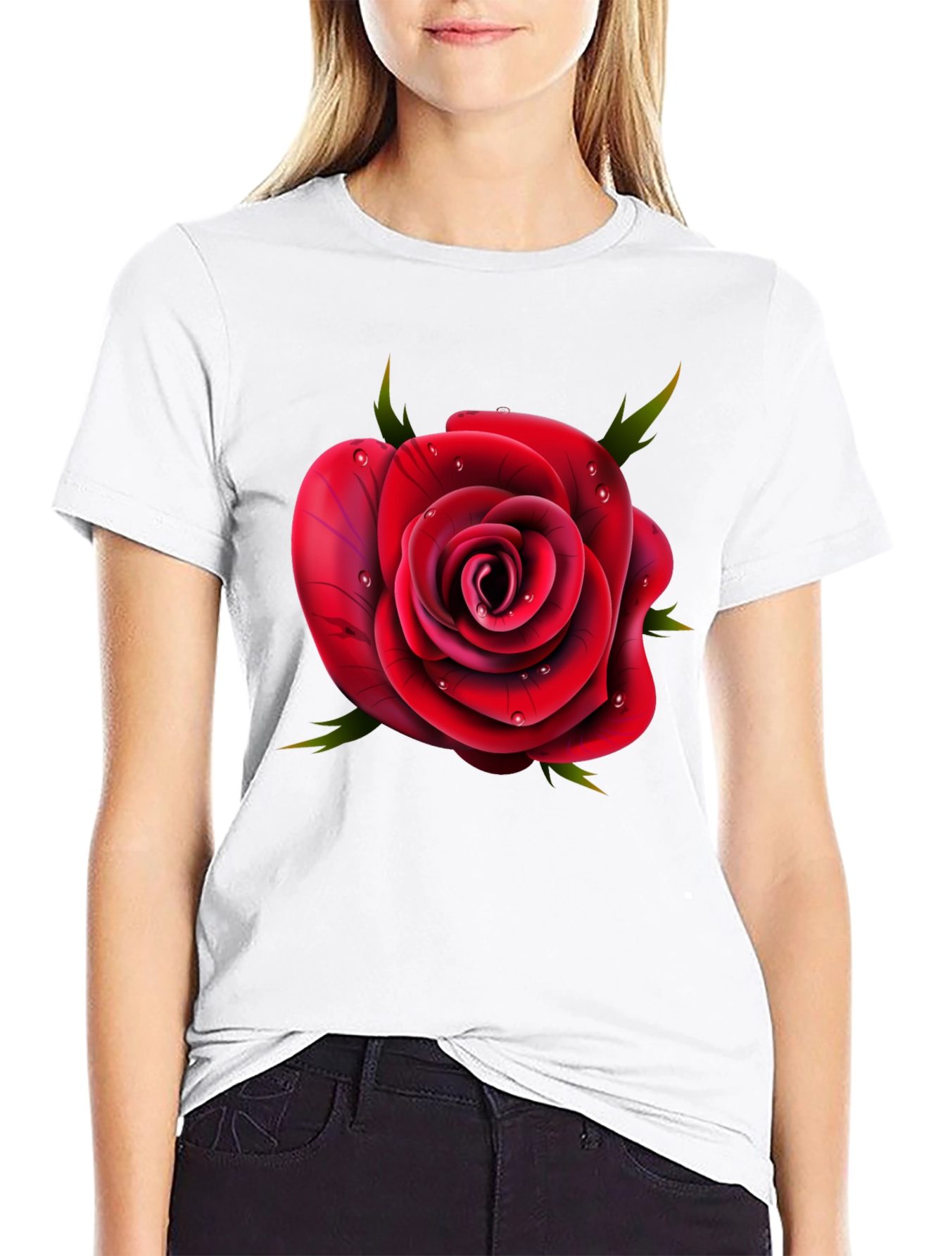 Rose Graphic T-Shirt - Elegant Floral Design