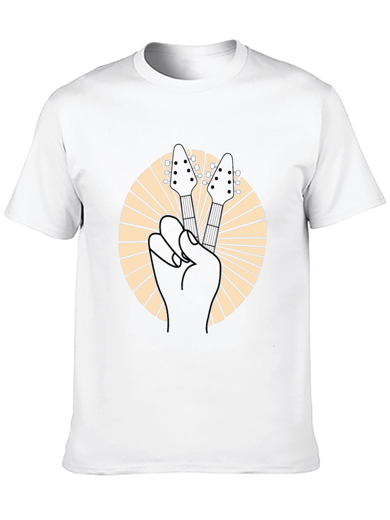 Rock On Black Guitar Peace Sign T-Shirt