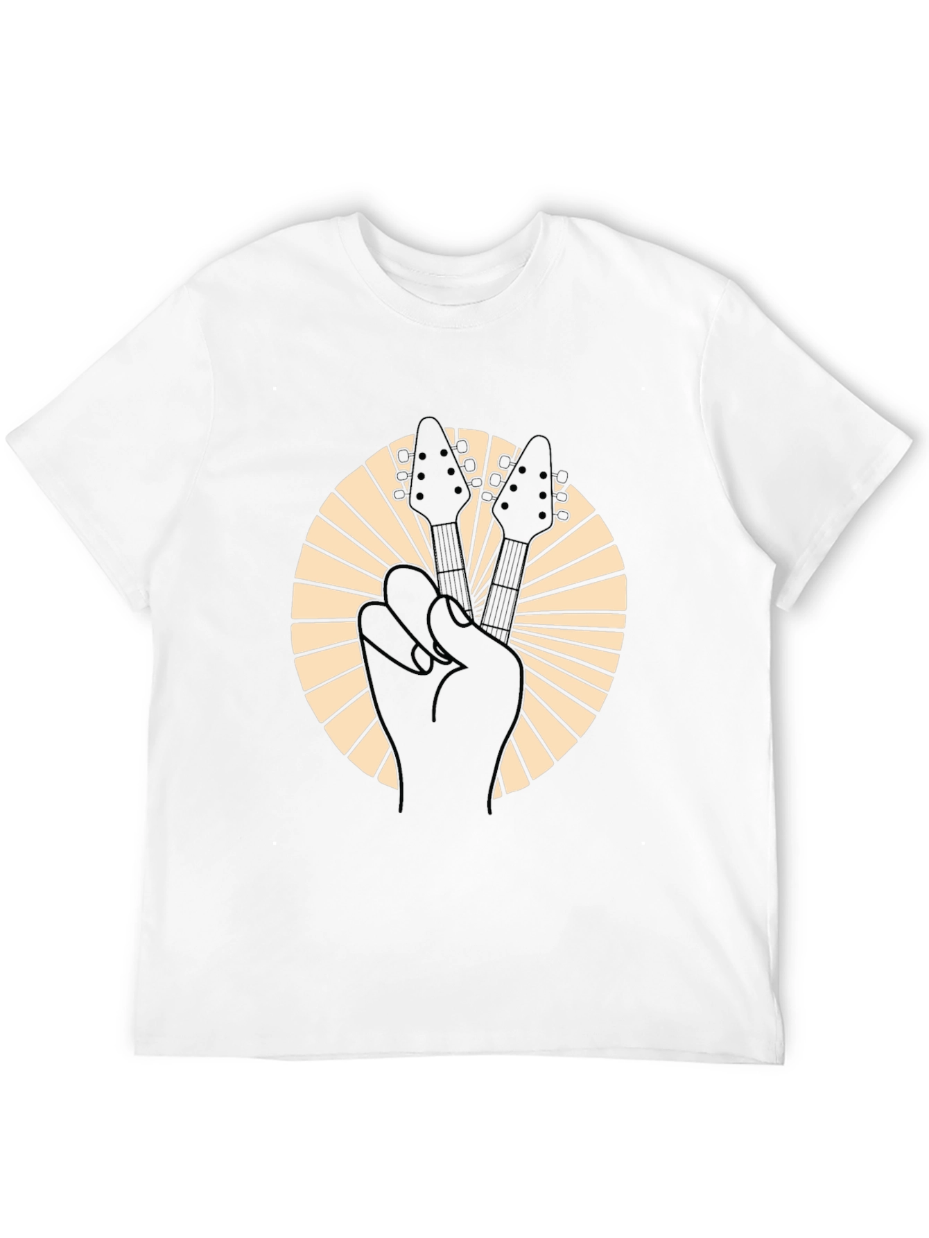 Rock On Black Guitar Peace Sign T-Shirt