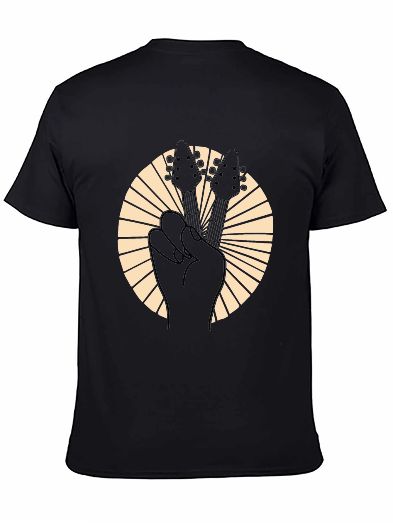 Rock On Black Guitar Peace Sign T-Shirt