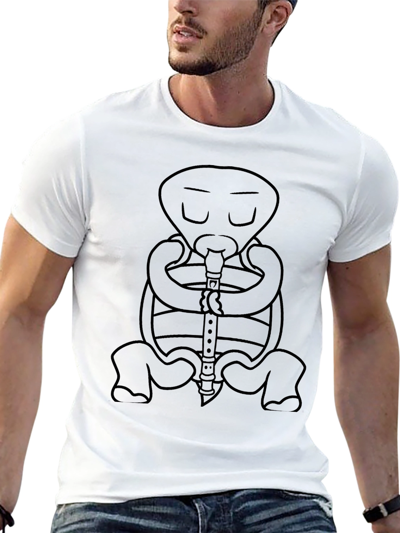 Turtle Flute Player Graphic T-Shirt