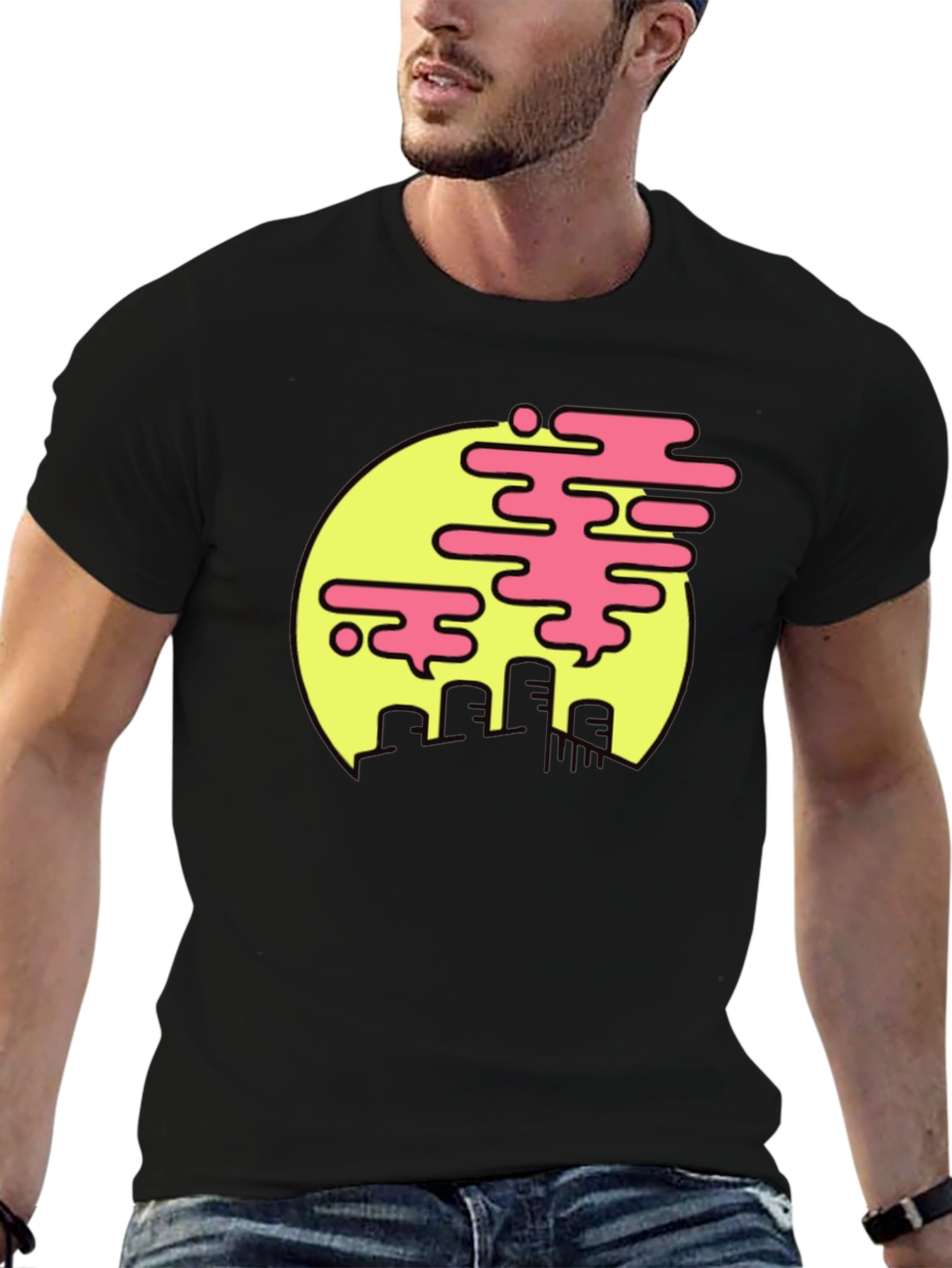 Retro Cityscape Tee - Pink Cloud Design