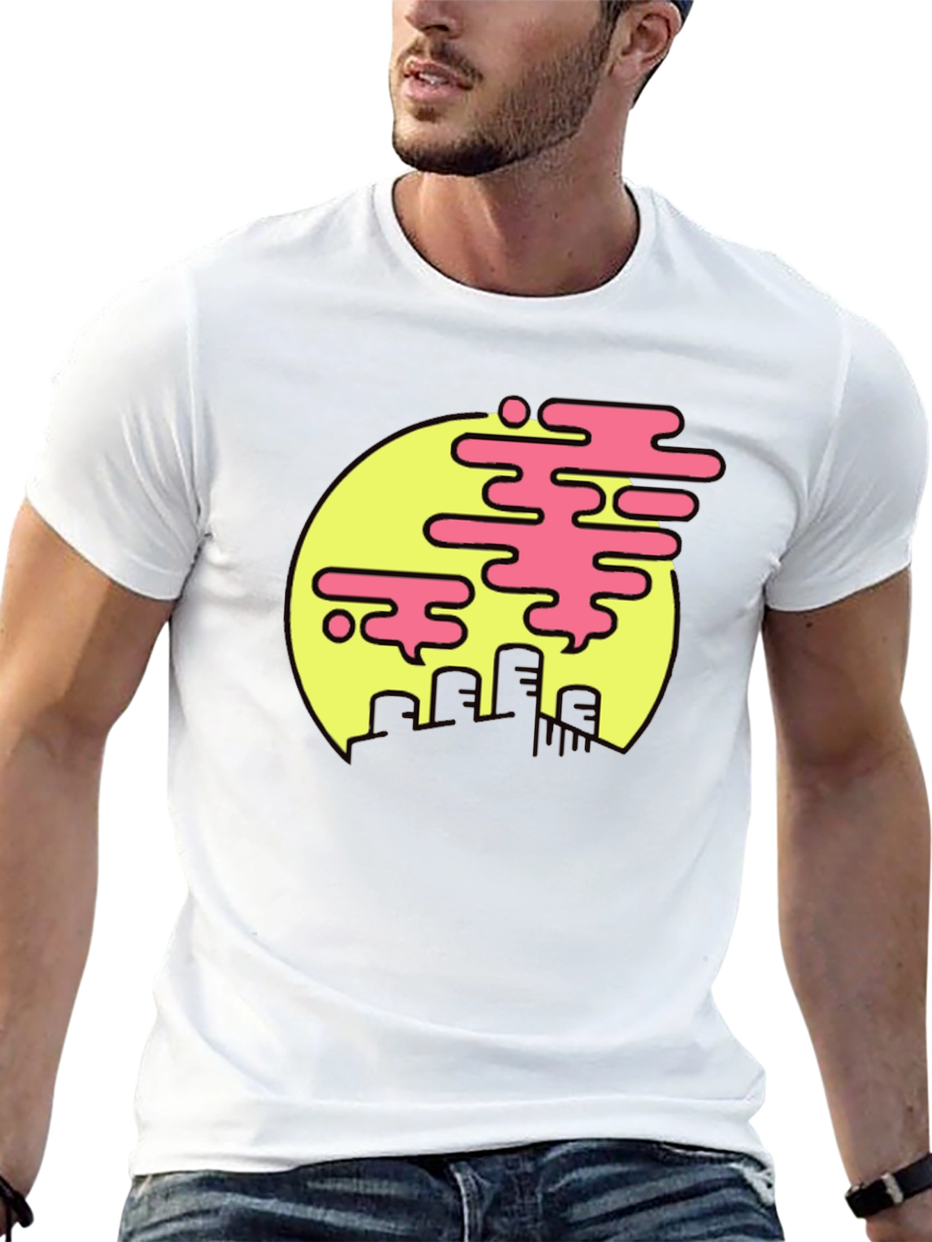 Retro Cityscape Tee - Pink Cloud Design