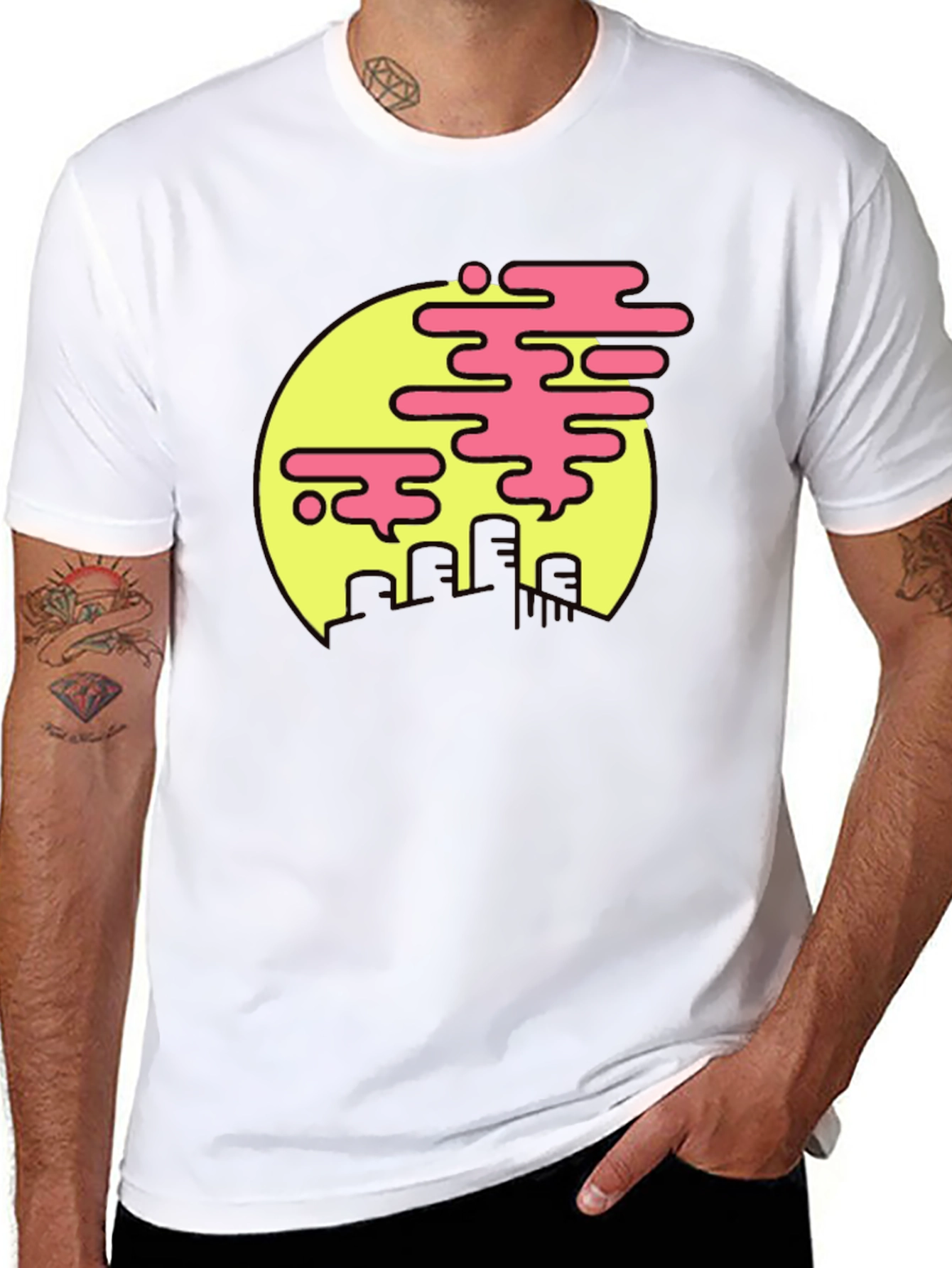 Retro Cityscape Tee - Pink Cloud Design