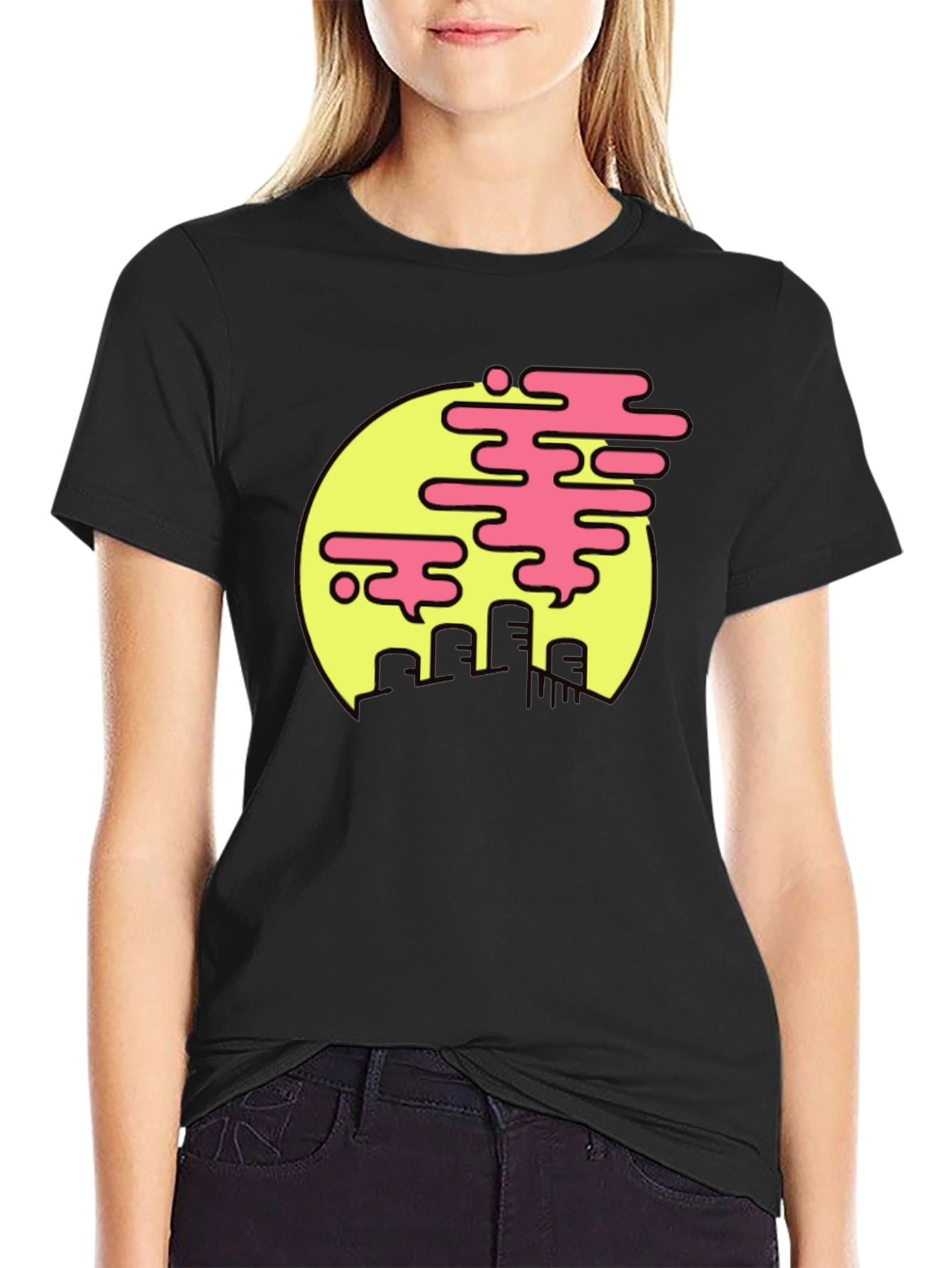 Retro Cityscape Tee - Pink Cloud Design