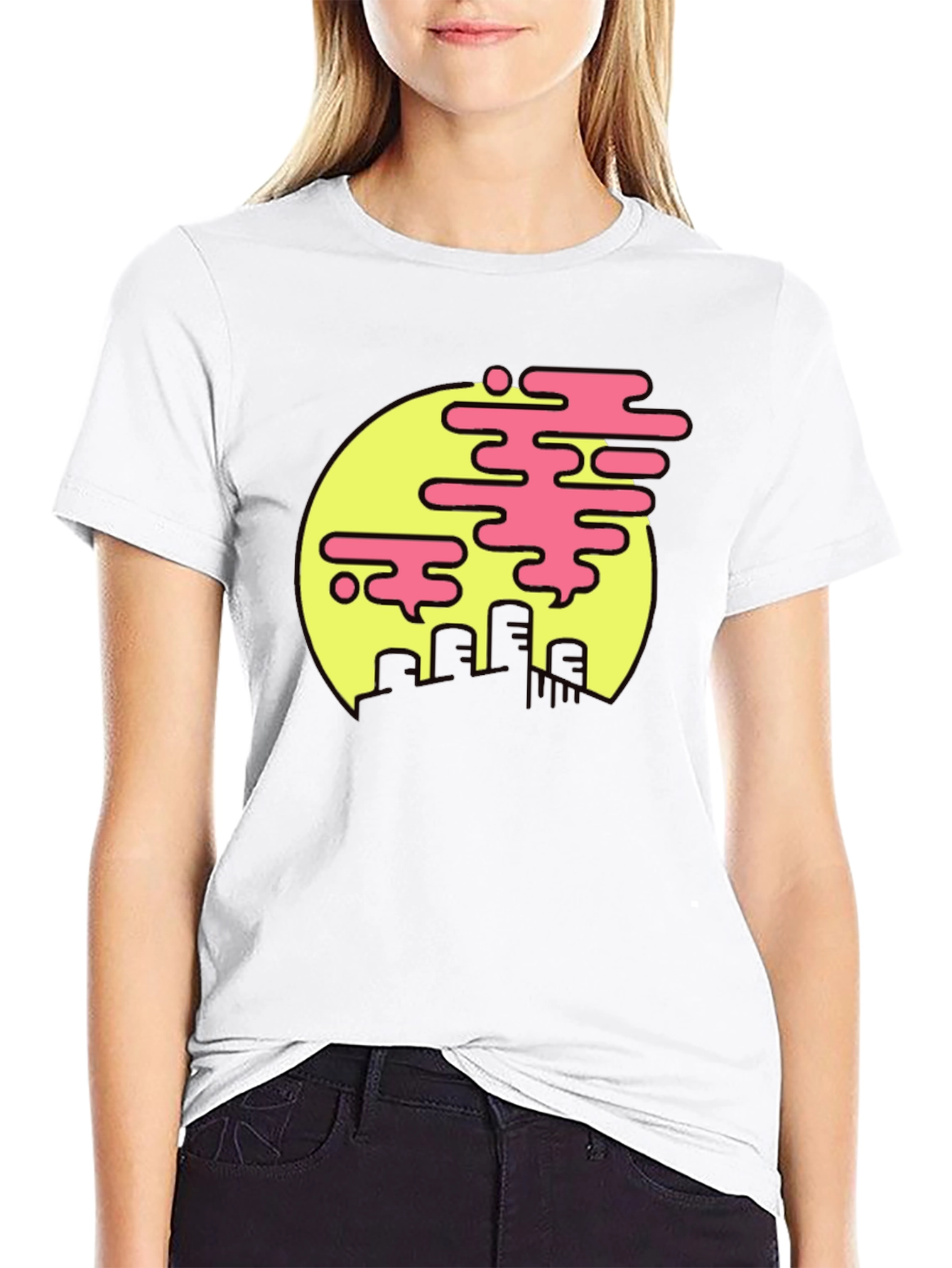 Retro Cityscape Tee - Pink Cloud Design
