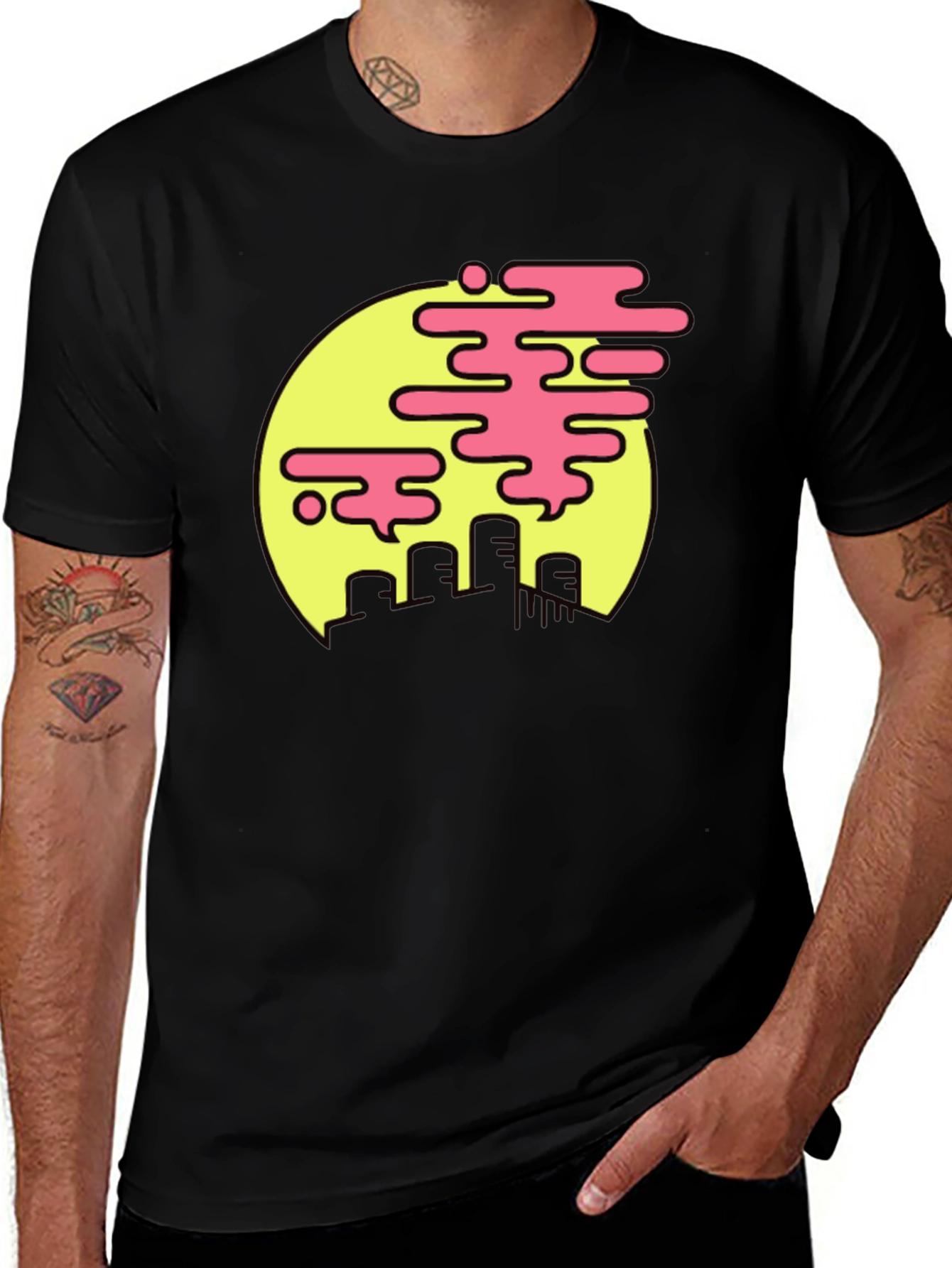 Retro Cityscape Tee - Pink Cloud Design