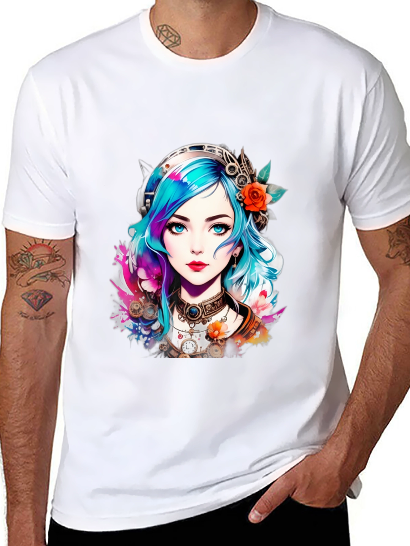 Steampunk Anime Girl Graphic Tee