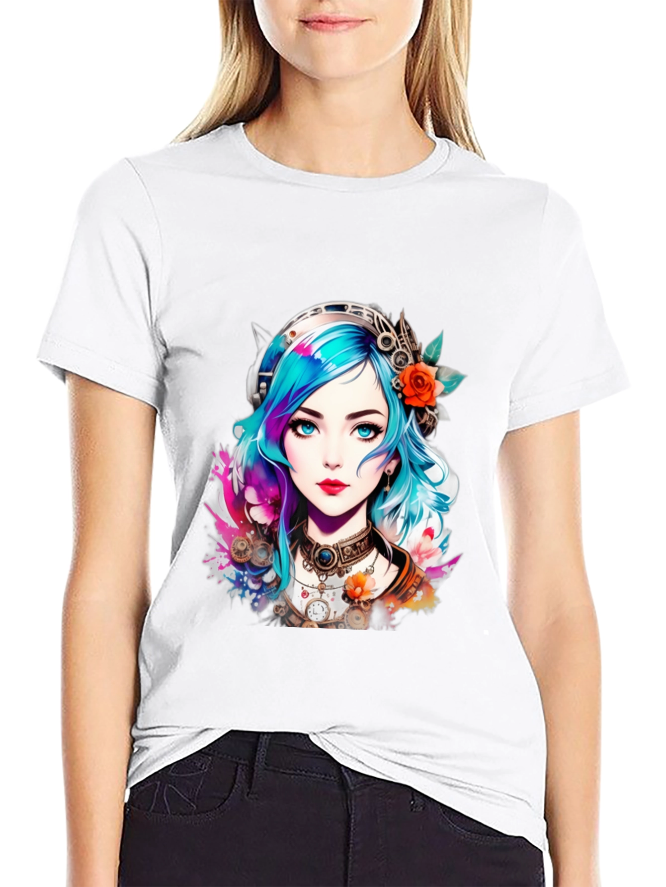 Steampunk Anime Girl Graphic Tee