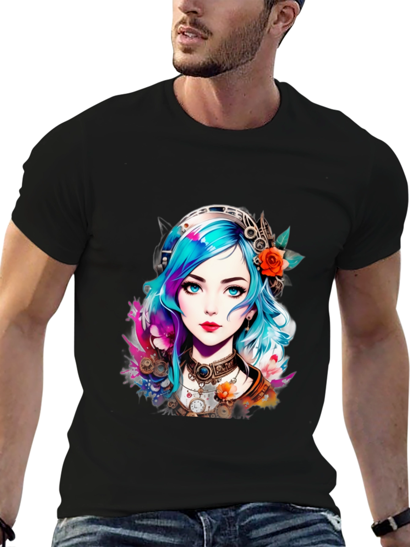 Steampunk Anime Girl Graphic Tee