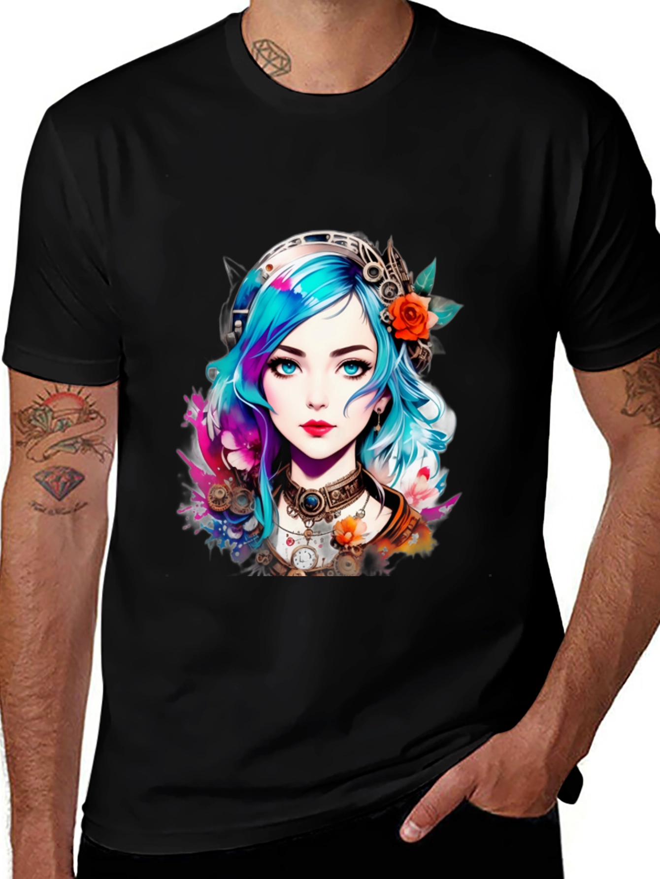 Steampunk Anime Girl Graphic Tee