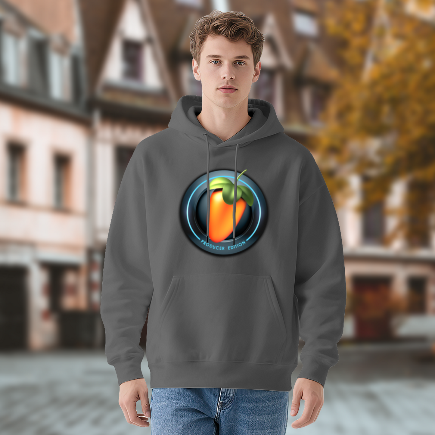 FL Studio Producer Gray Hoodie, Music Lover Soft Comfort Hoodie
