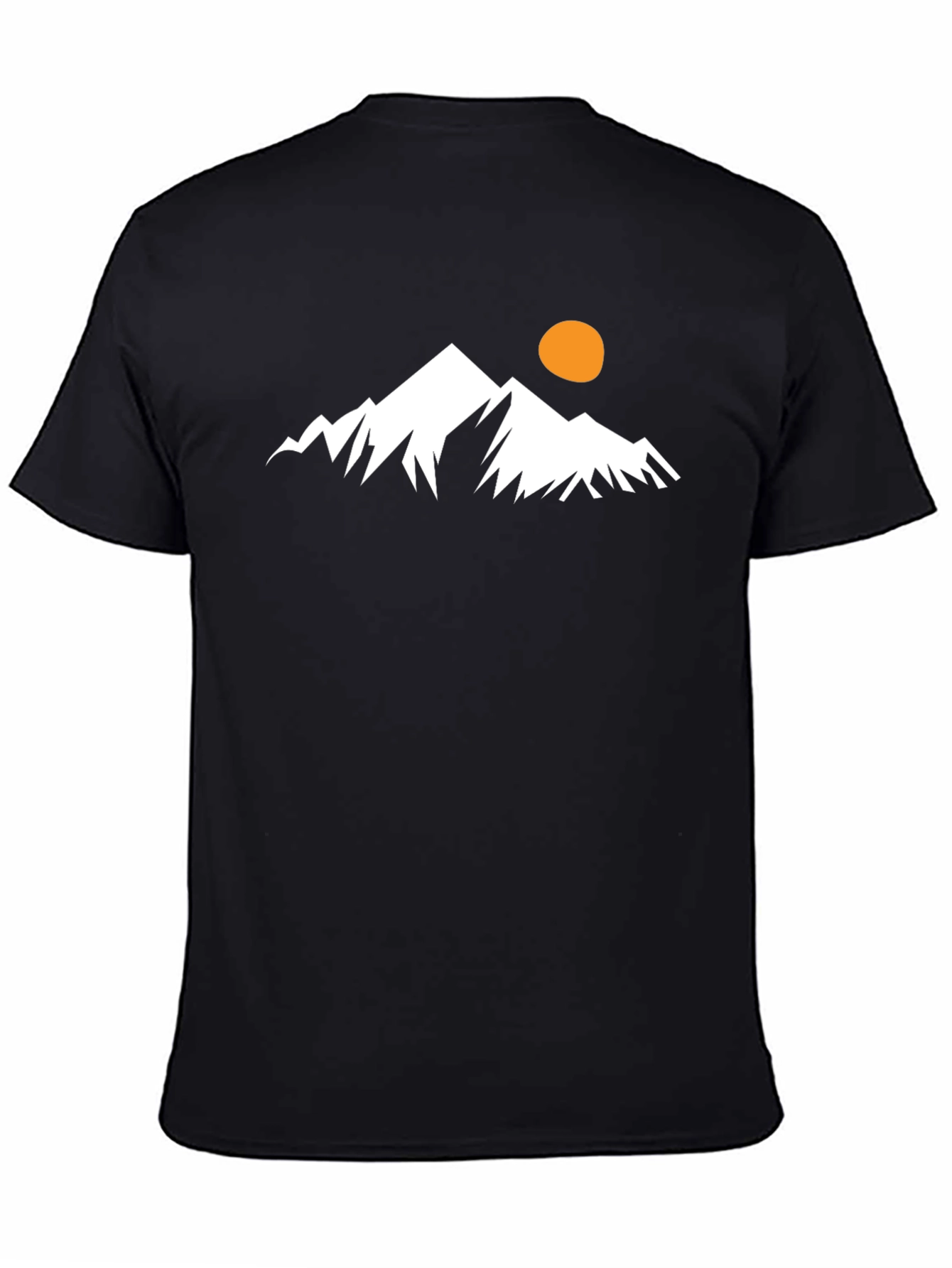 Mountain Peak Graphic Tee - Black Cotton Casual T-Shirt