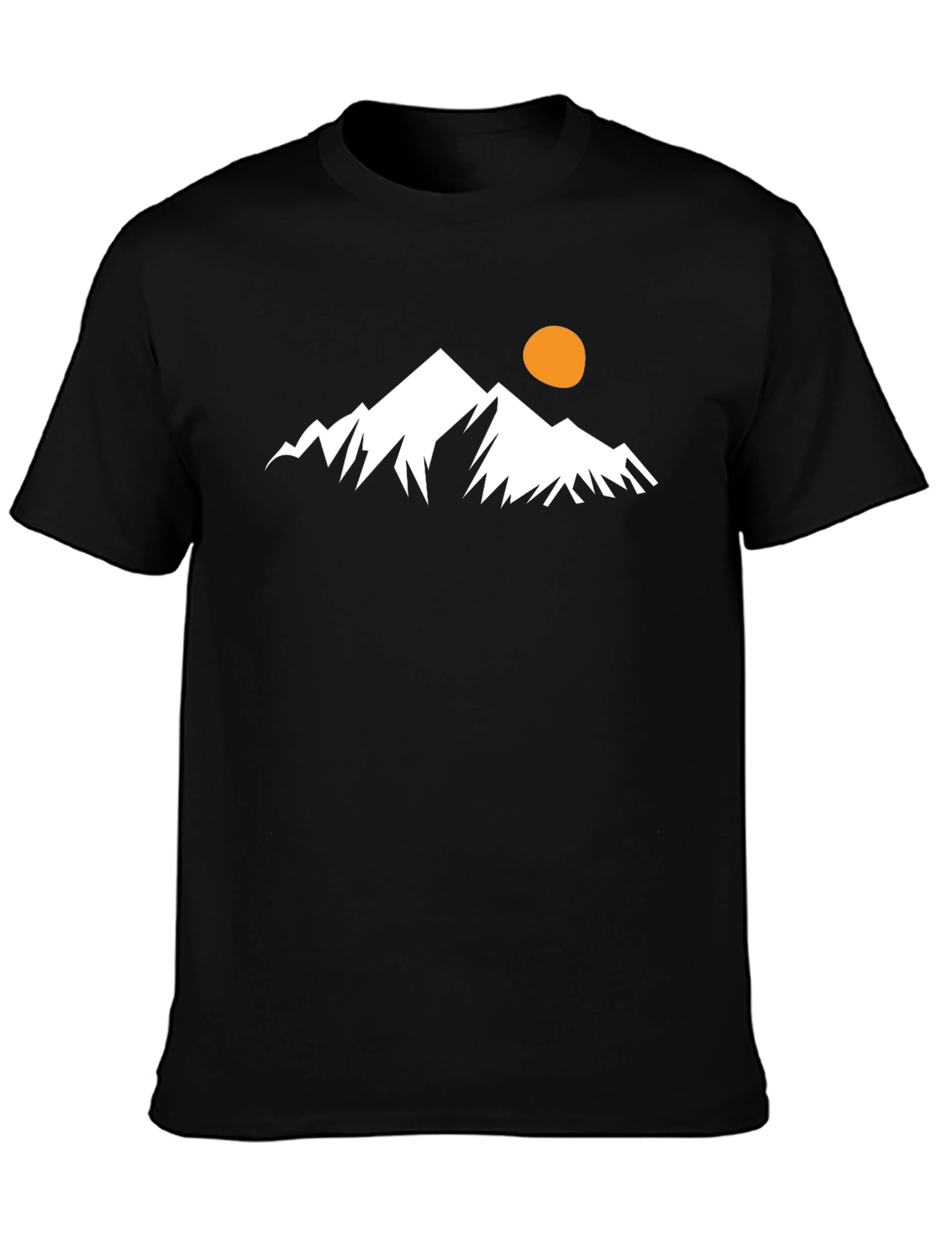 Mountain Peak Graphic Tee - Black Cotton Casual T-Shirt