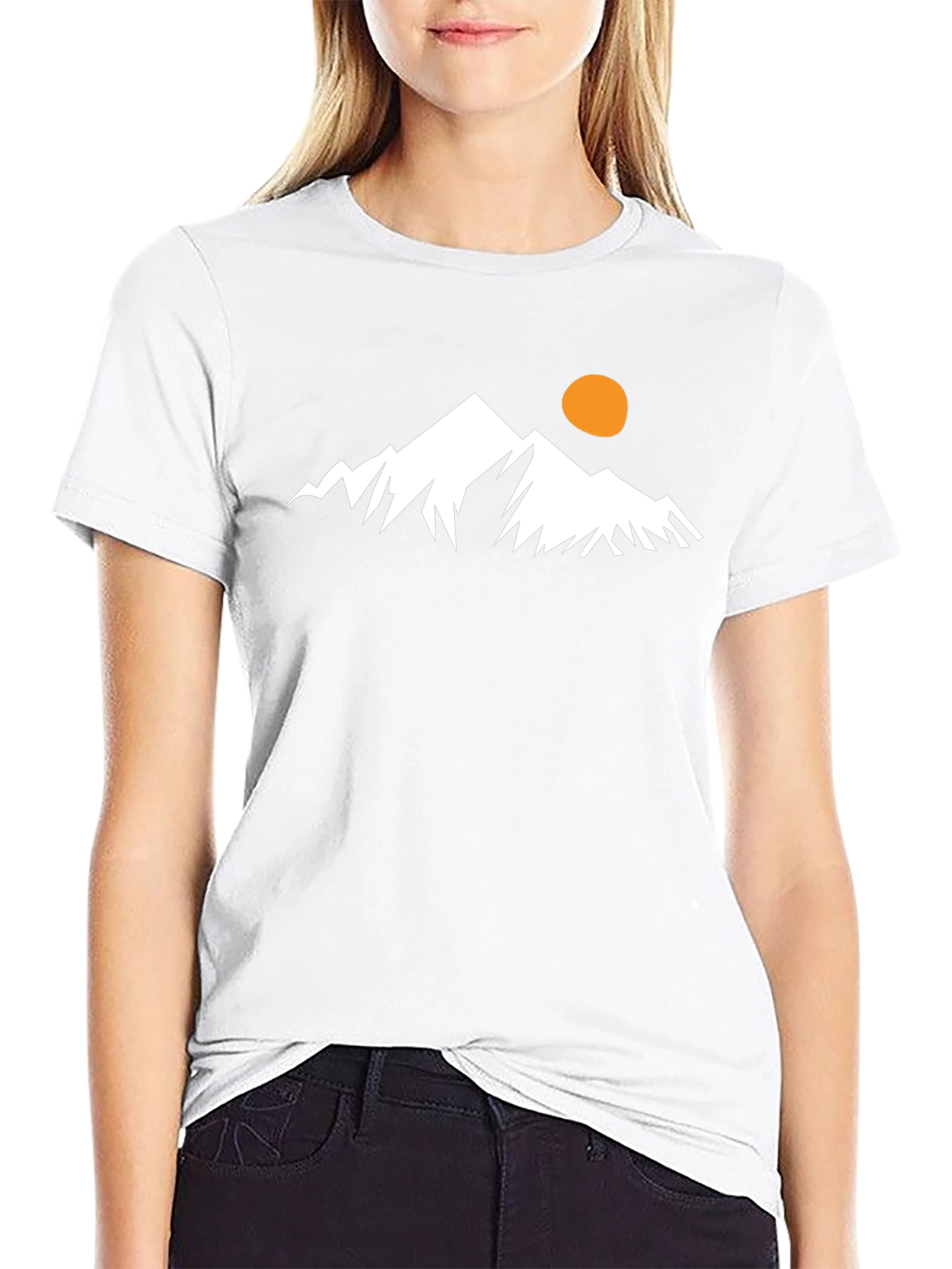 Mountain Peak Graphic Tee - Black Cotton Casual T-Shirt