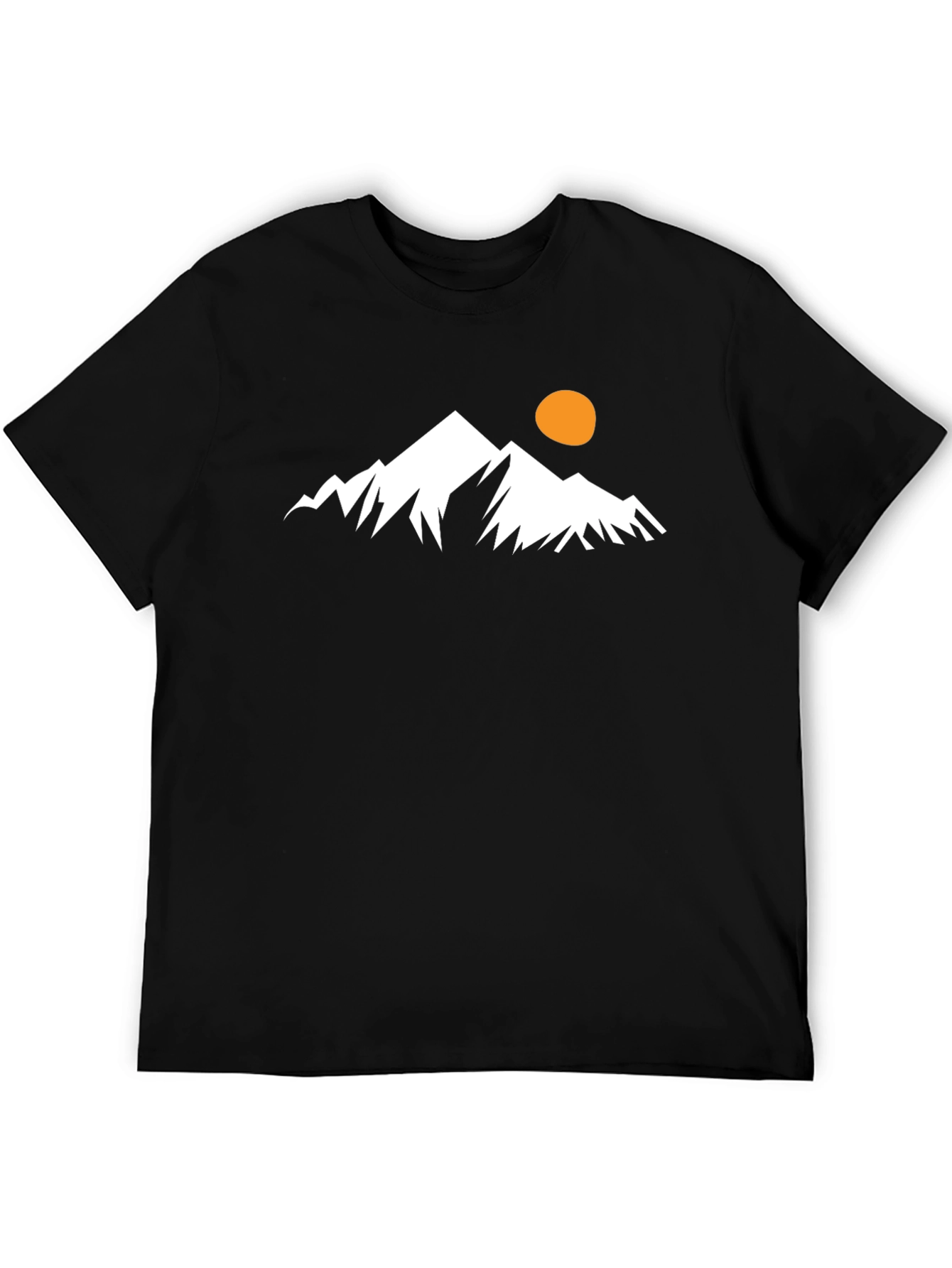 Mountain Peak Graphic Tee - Black Cotton Casual T-Shirt