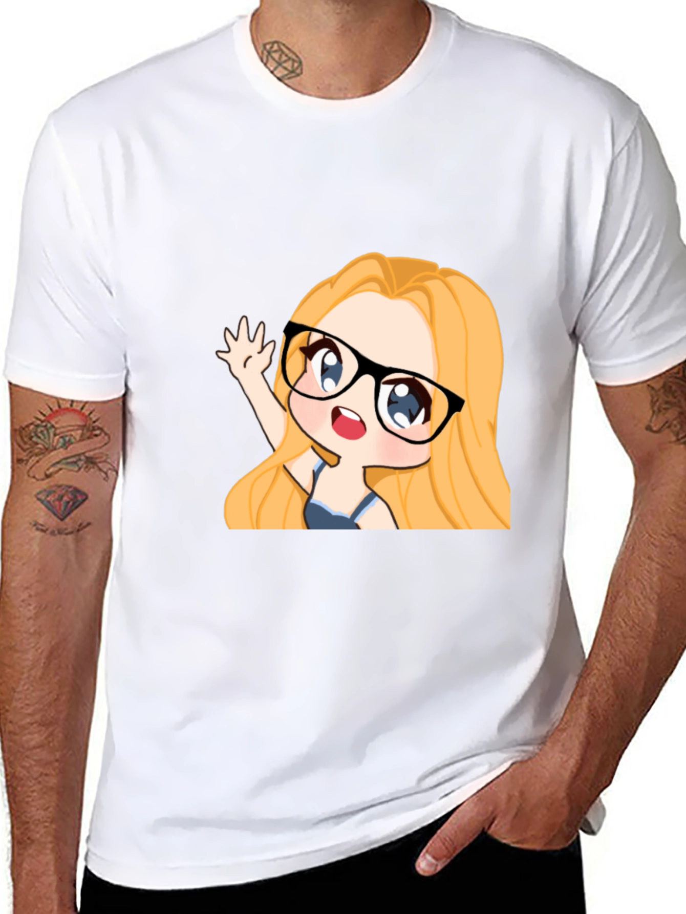Anime Girl Graphic Tee - Black Cotton Casual T-Shirt