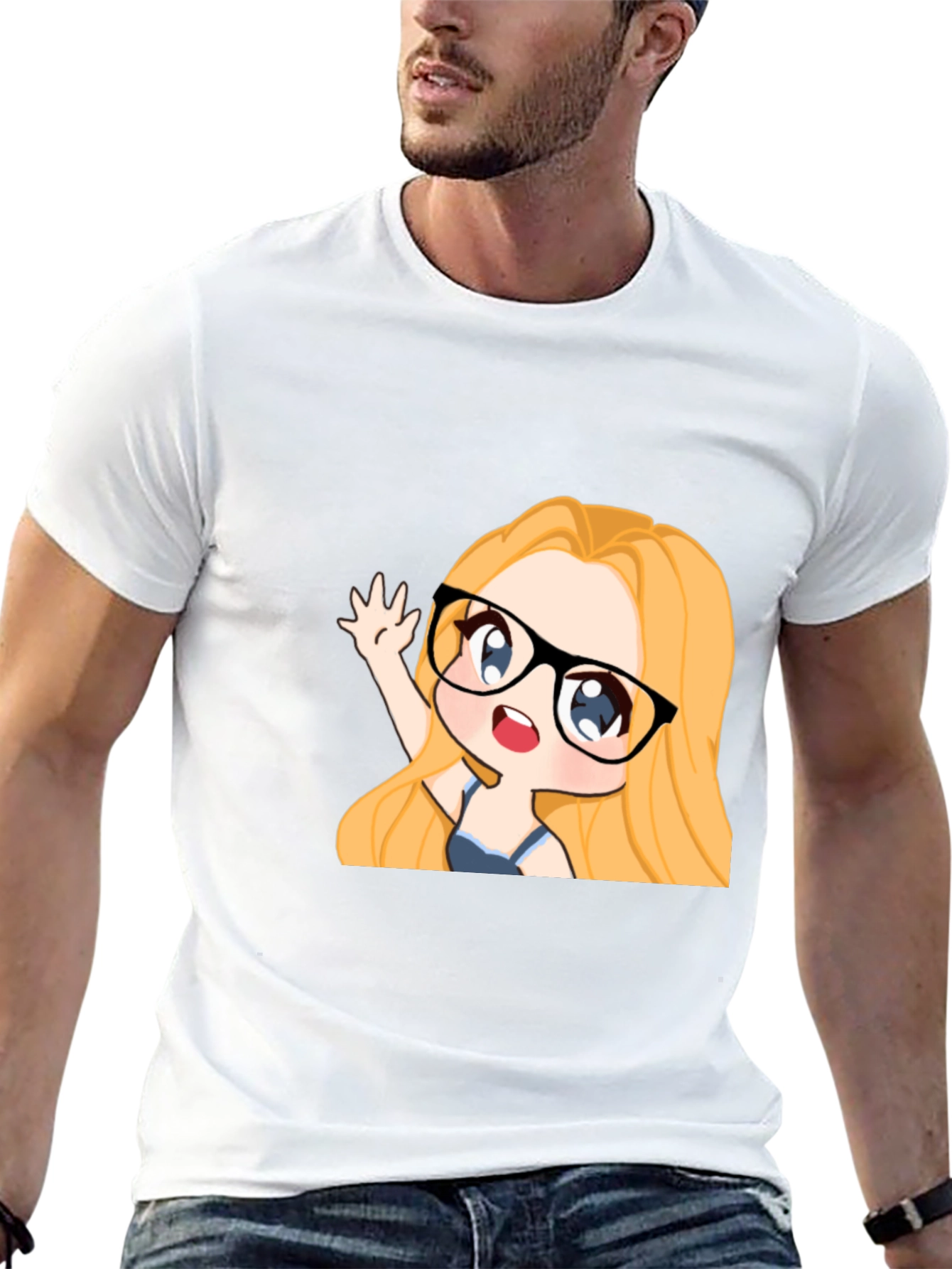 Anime Girl Graphic Tee - Black Cotton Casual T-Shirt