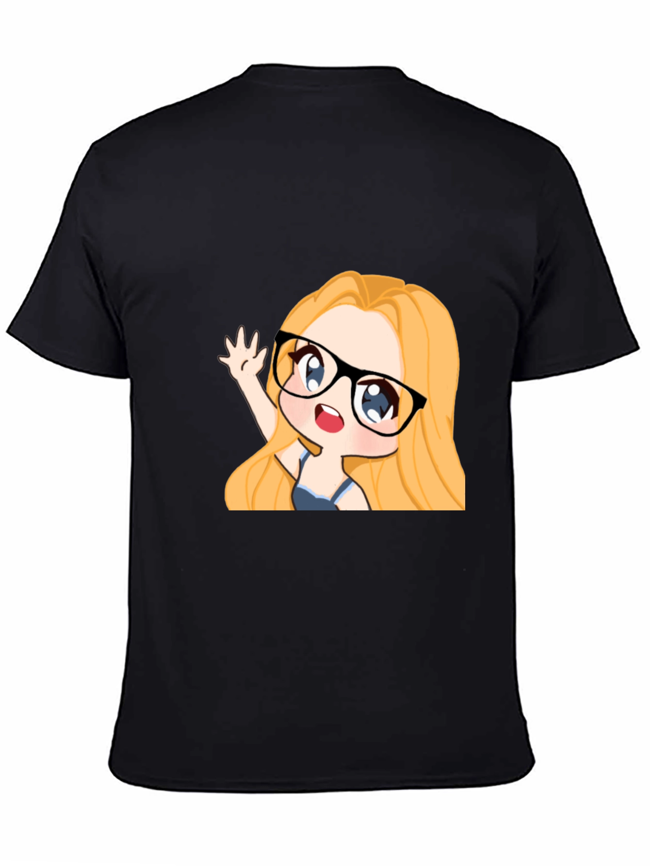Anime Girl Graphic Tee - Black Cotton Casual T-Shirt