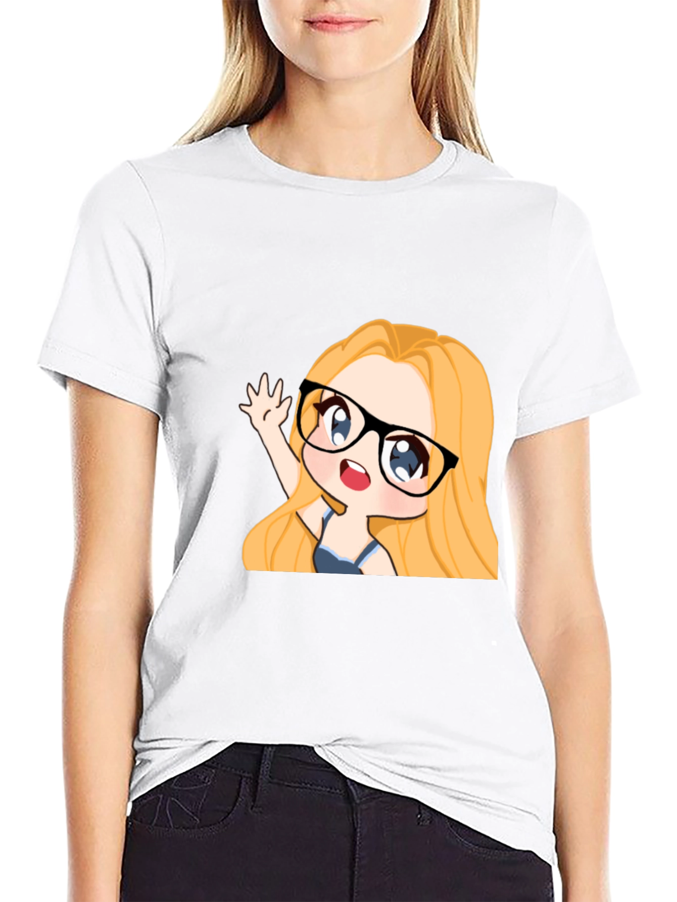 Anime Girl Graphic Tee - Black Cotton Casual T-Shirt