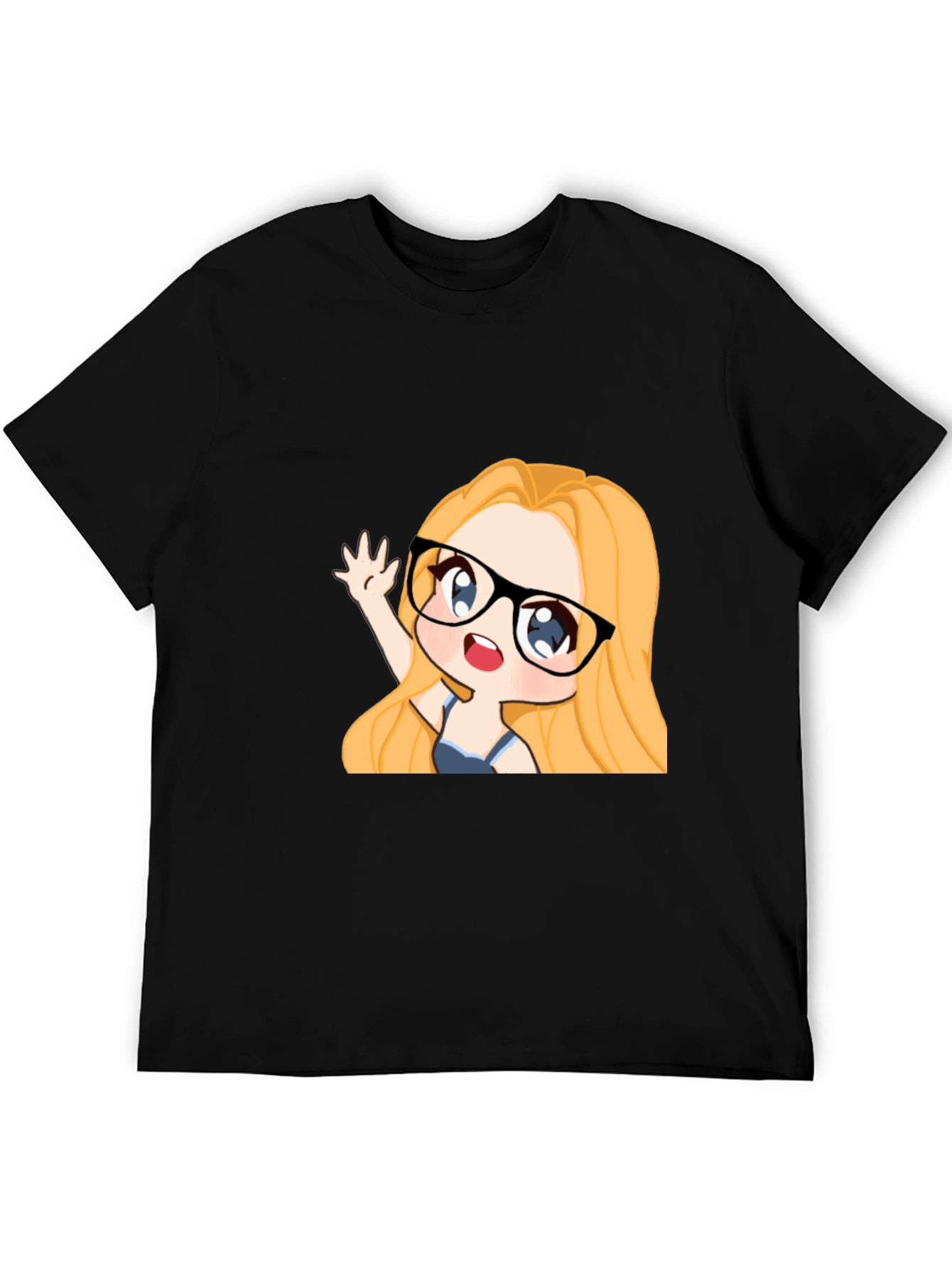 Anime Girl Graphic Tee - Black Cotton Casual T-Shirt