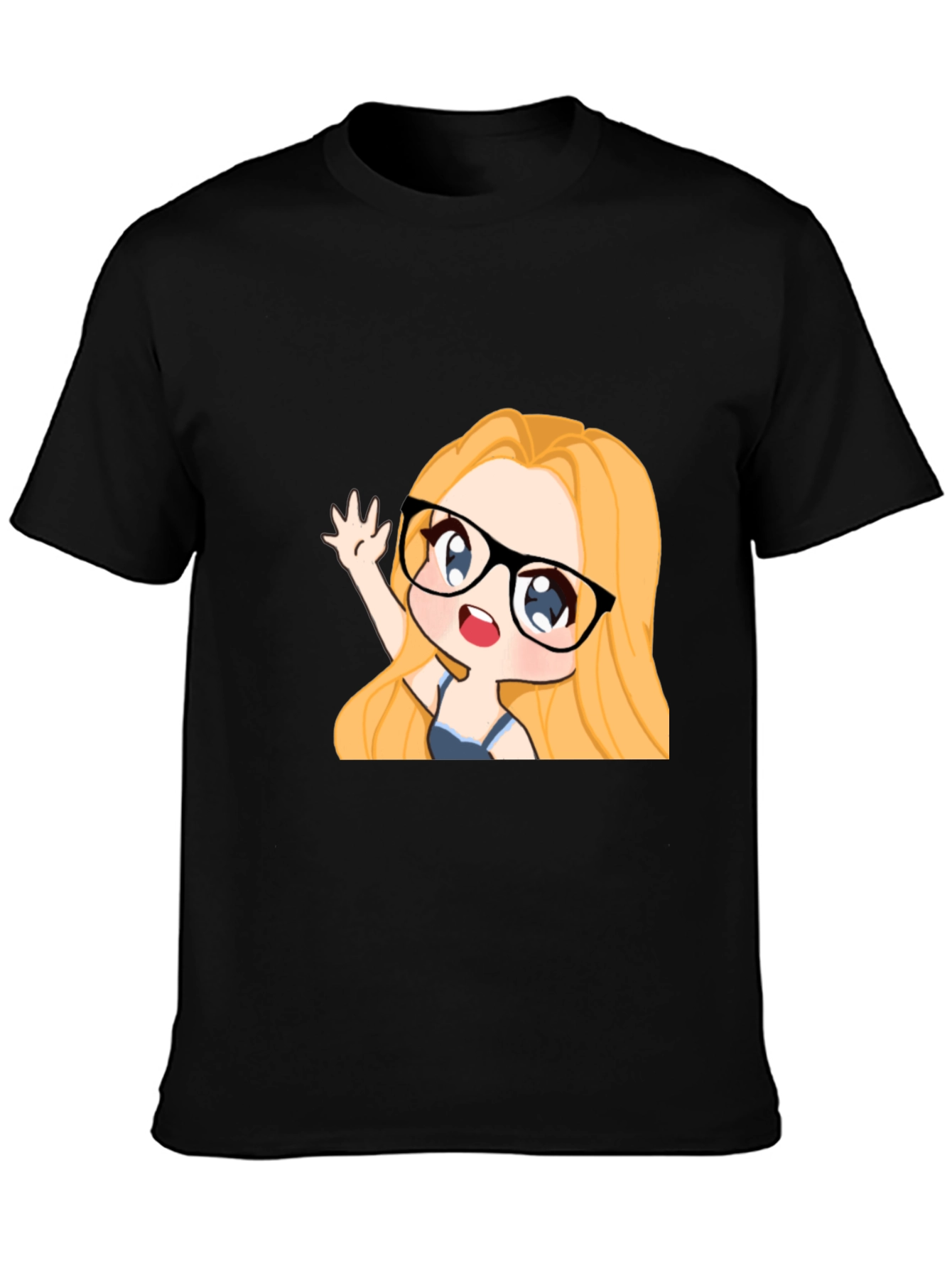 Anime Girl Graphic Tee - Black Cotton Casual T-Shirt