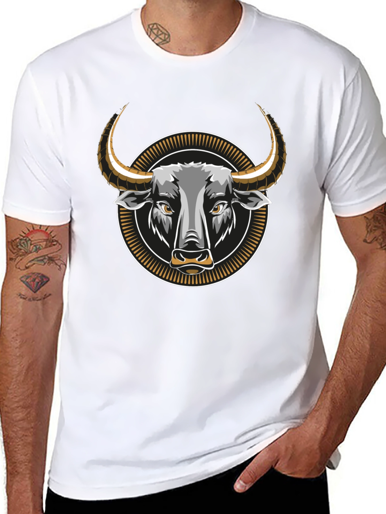 Bull Graphic Tee - Black Cotton Blend T-Shirt