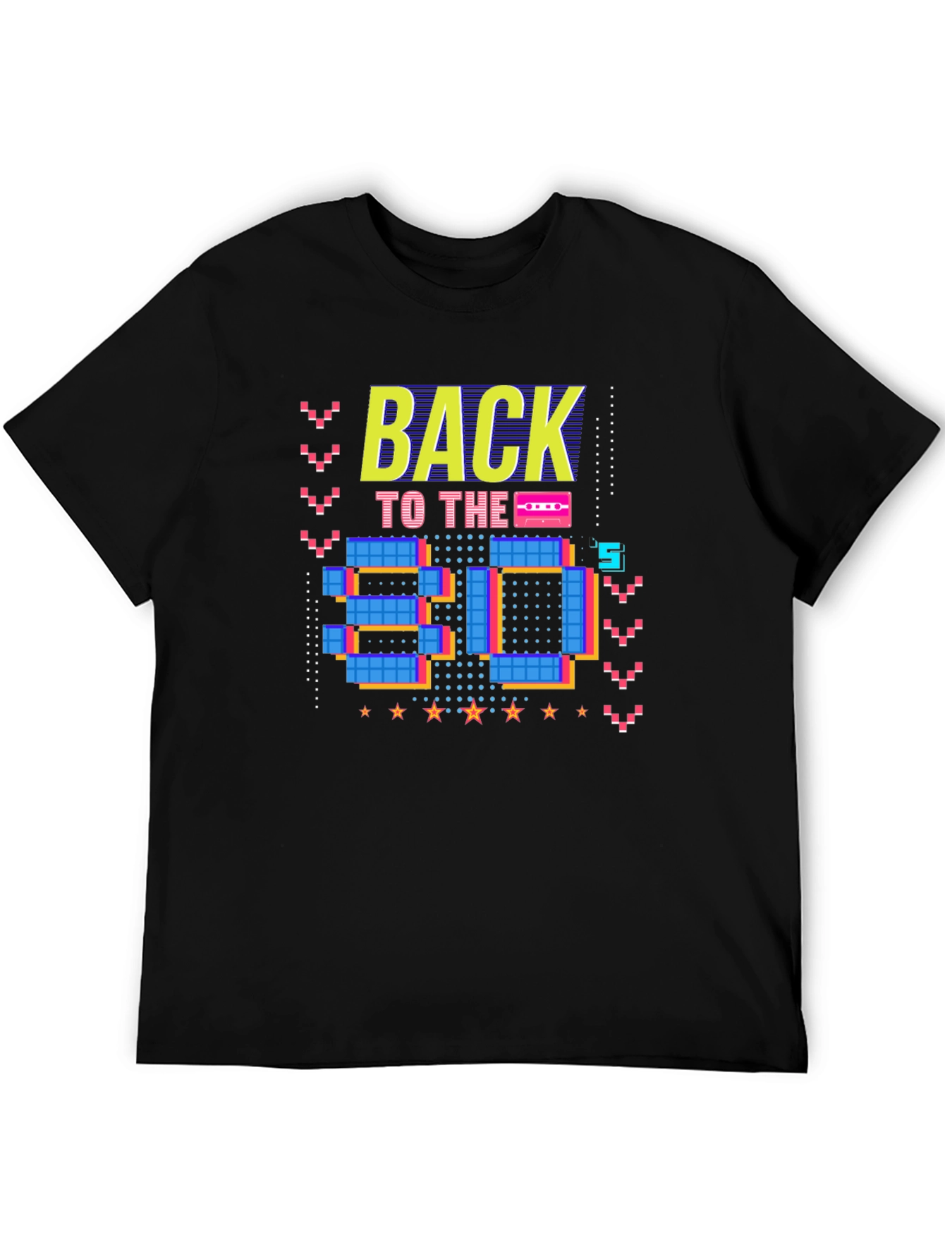 Retro 80s Graphic Print Black T-Shirt