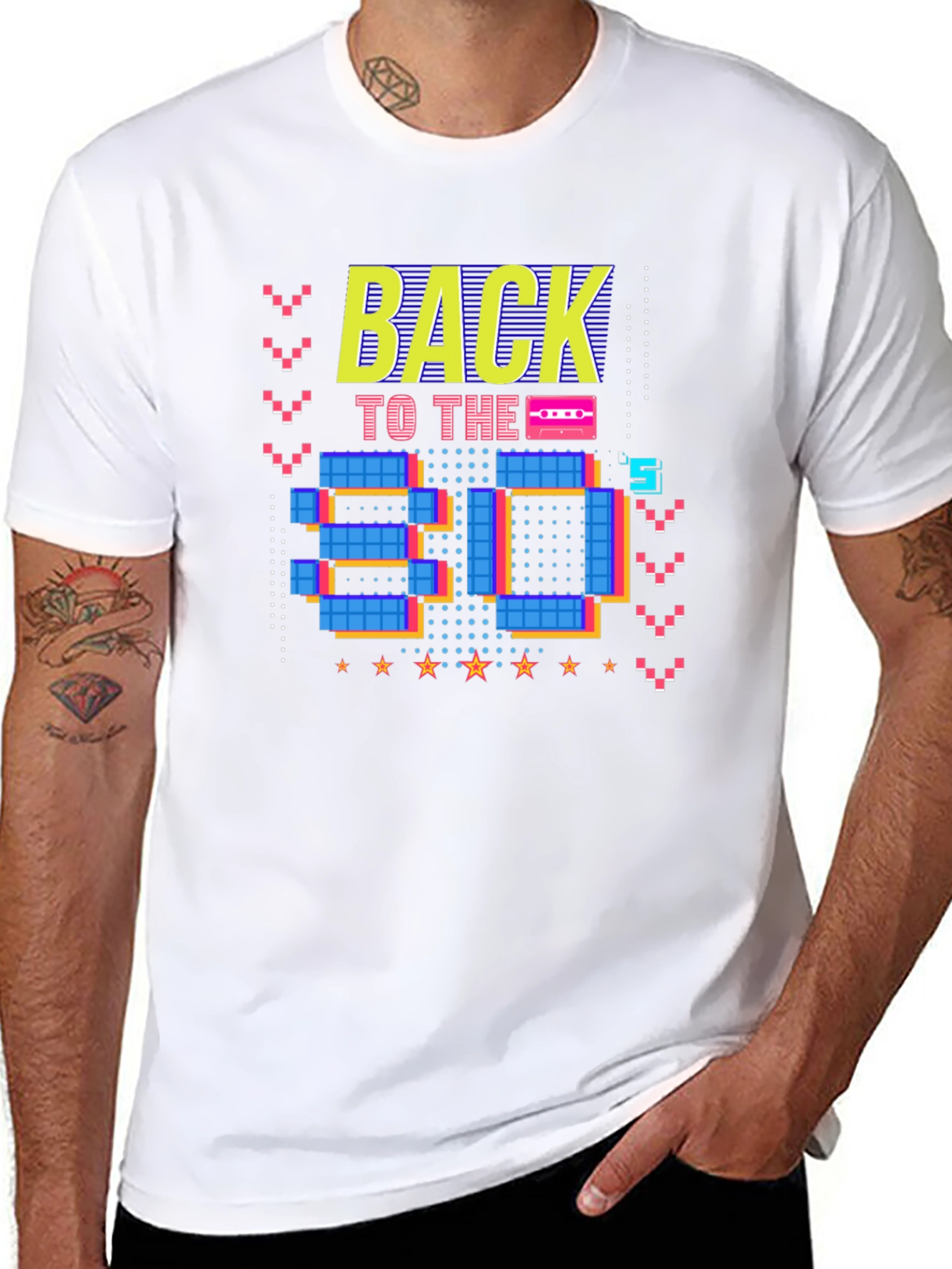 Retro 80s Graphic Print Black T-Shirt