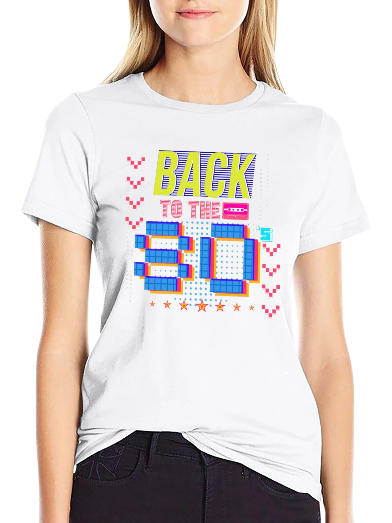 Retro 80s Graphic Print Black T-Shirt