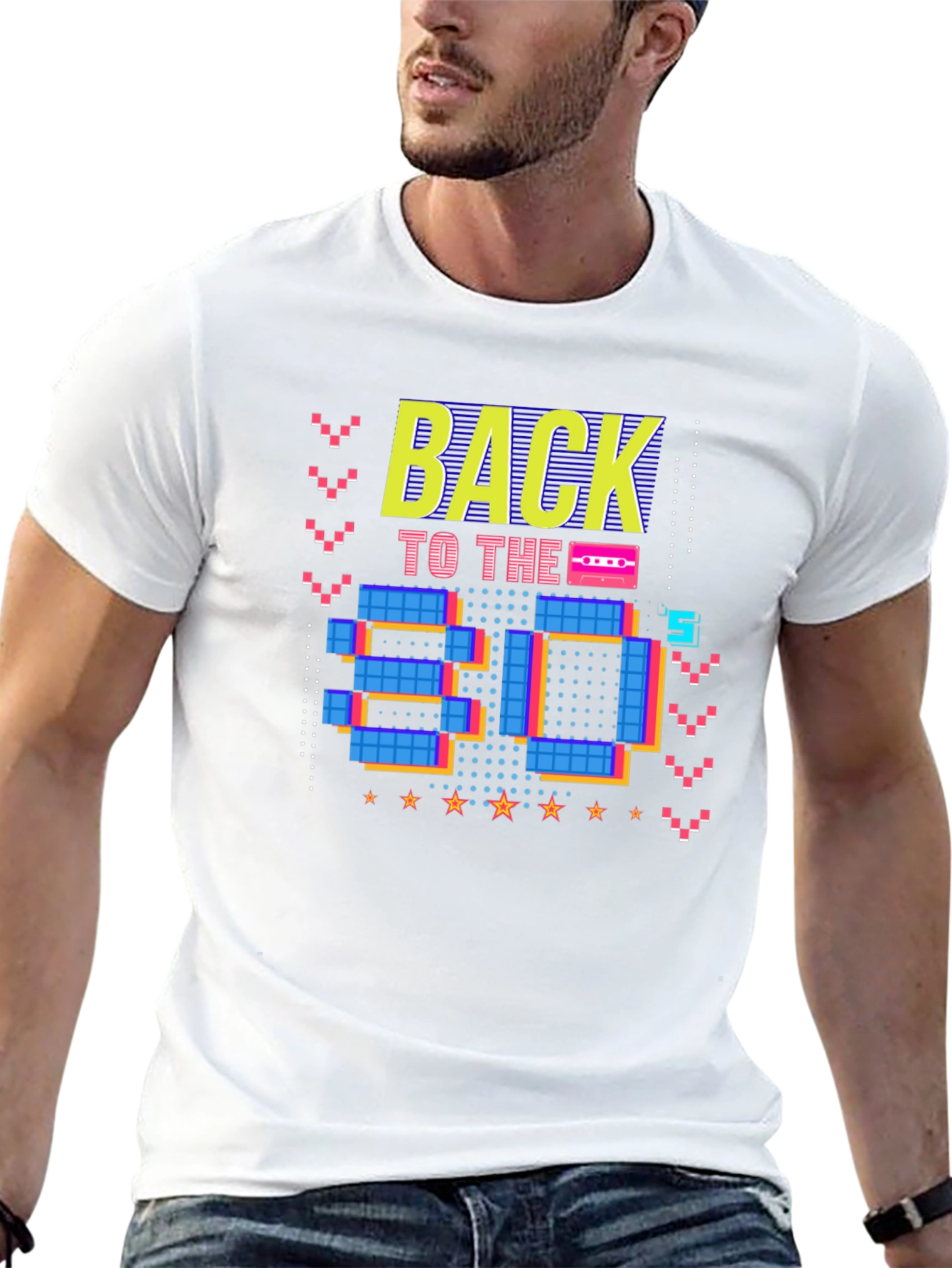Retro 80s Graphic Print Black T-Shirt