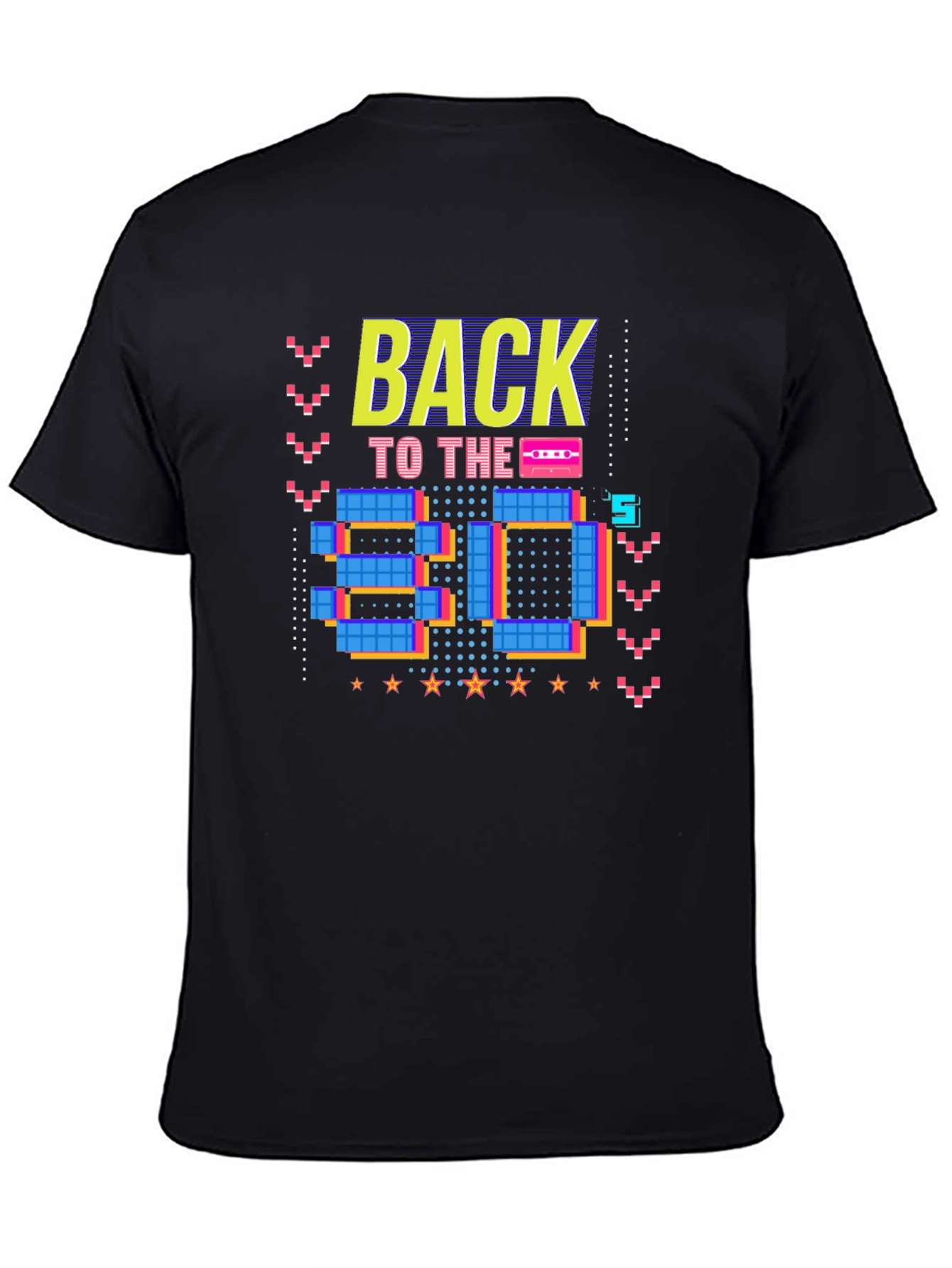 Retro 80s Graphic Print Black T-Shirt