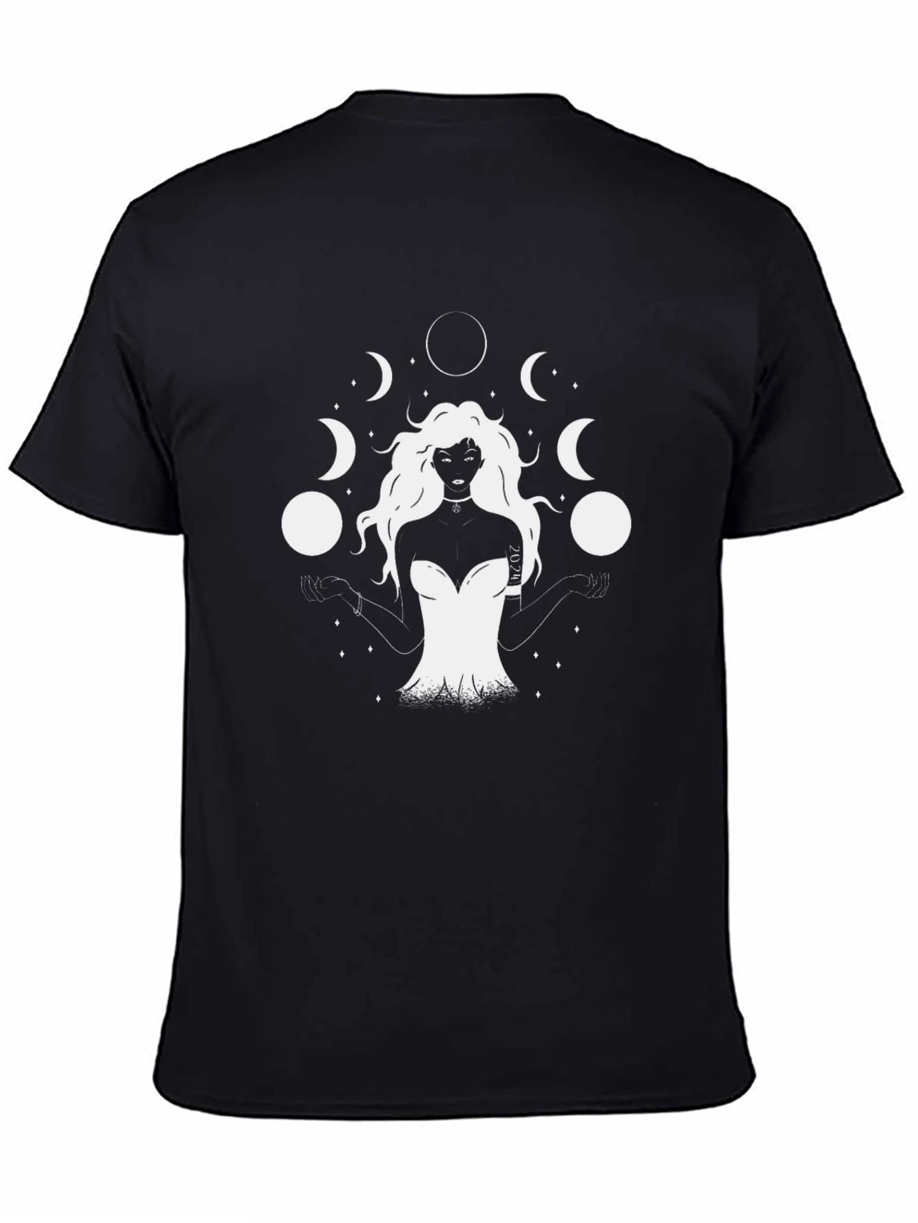 Moon Goddess Graphic Tee - Black Cotton T-Shirt
