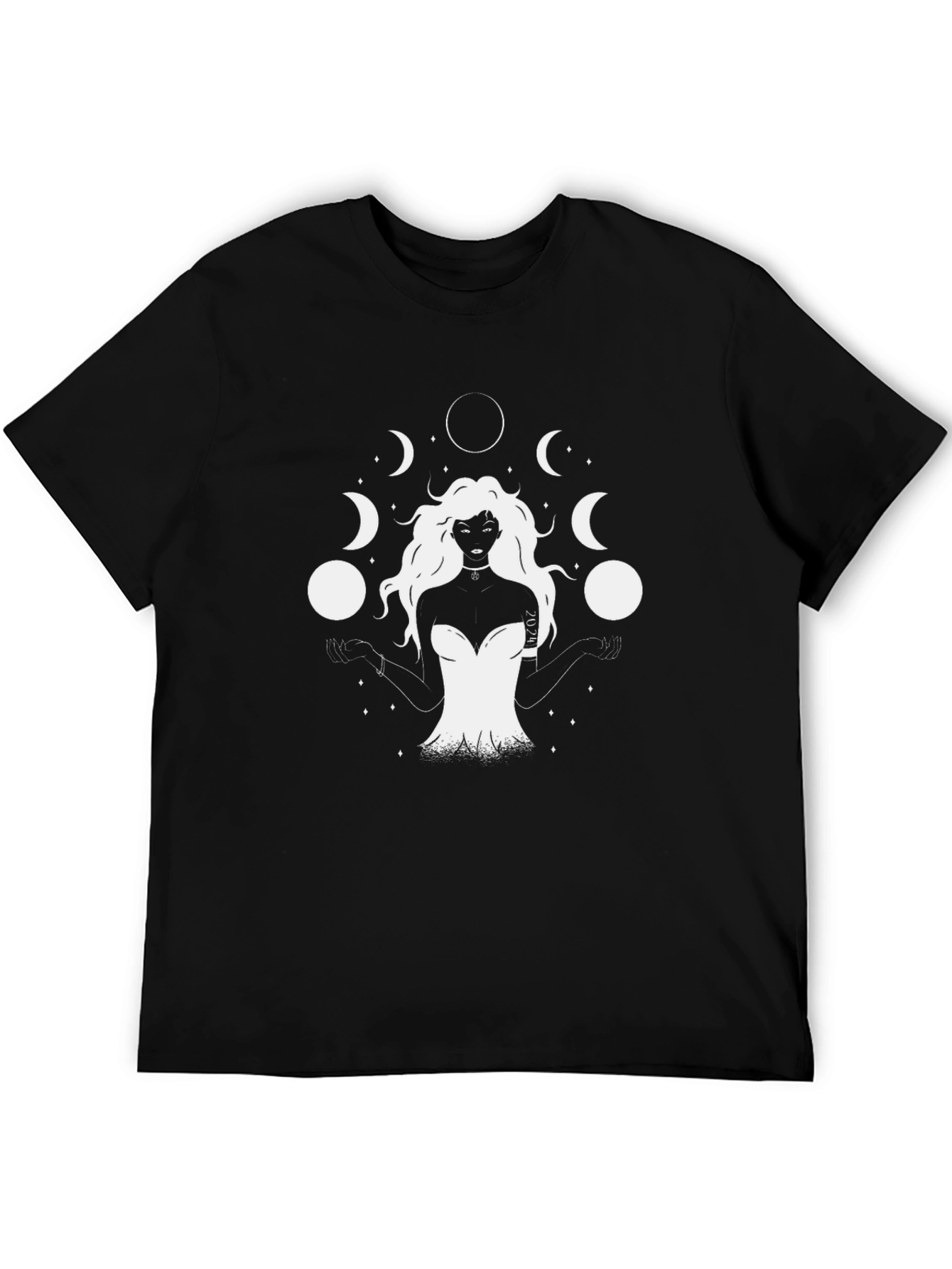 Moon Goddess Graphic Tee - Black Cotton T-Shirt