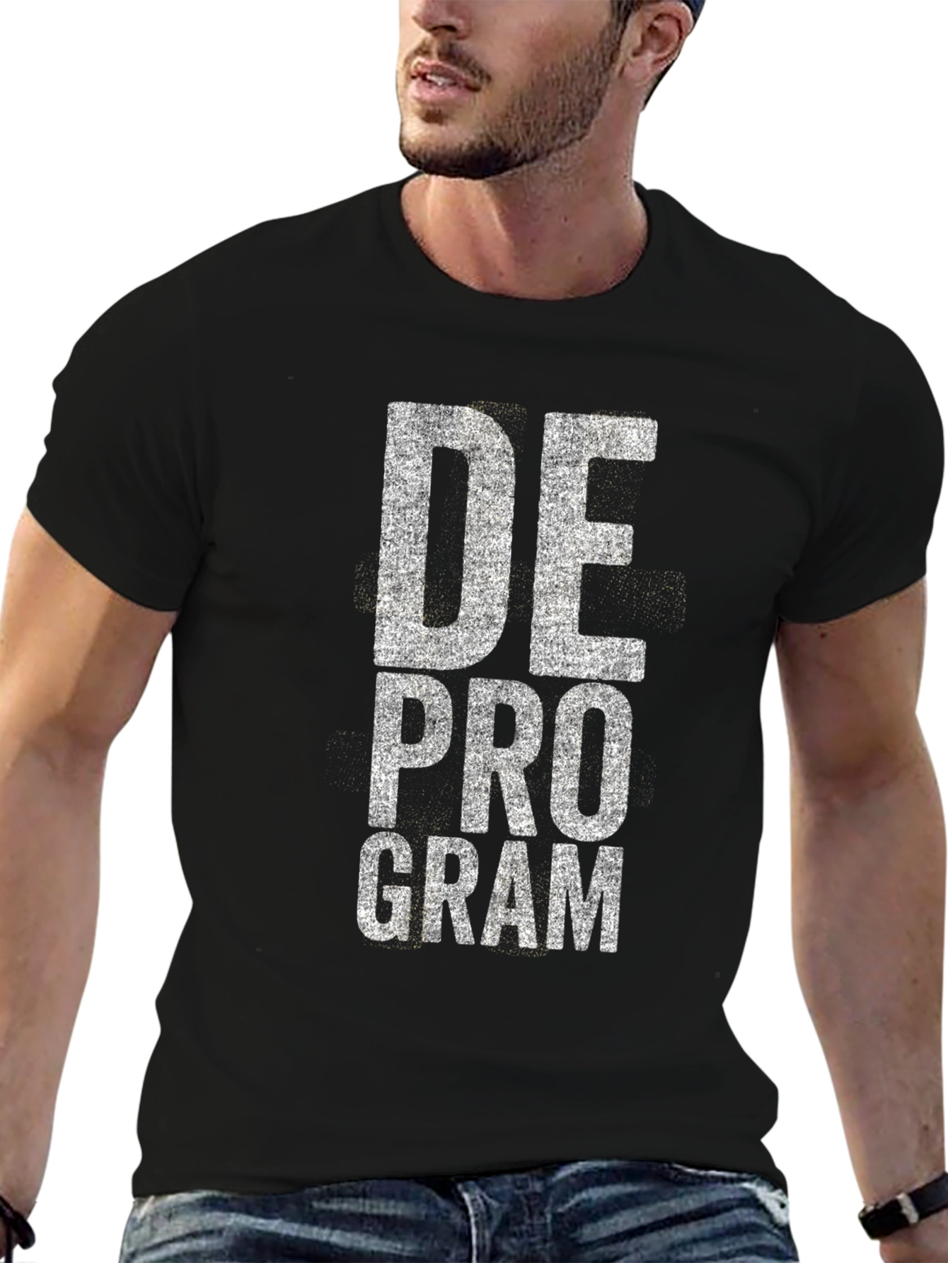 DEPROGRAM Graphic Tee - Black Cotton Blend T-Shirt
